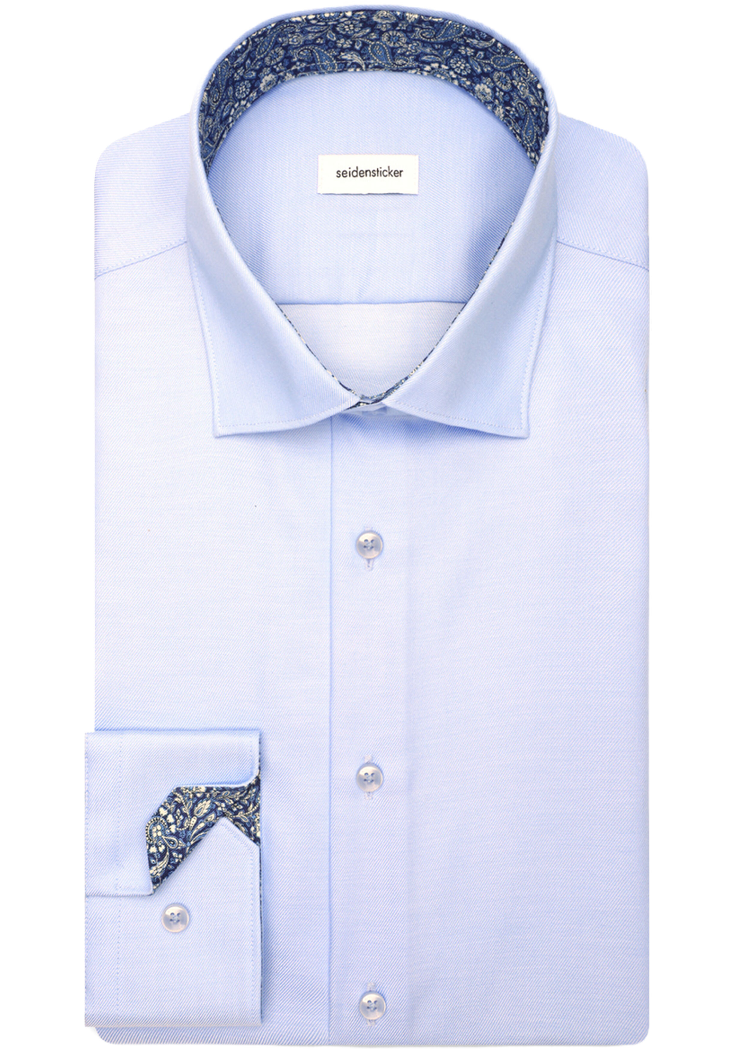 Seidensticker shaped fit overhemd, popeline, blauw