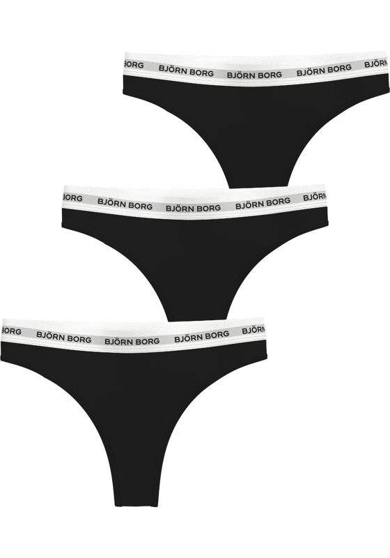 Bjorn Borg dames Logo thong, string (3-pack), zwart, zwart, zwart Bjorn Borg dames Logo thong, string (3-pack), zwart, zwart, zwart