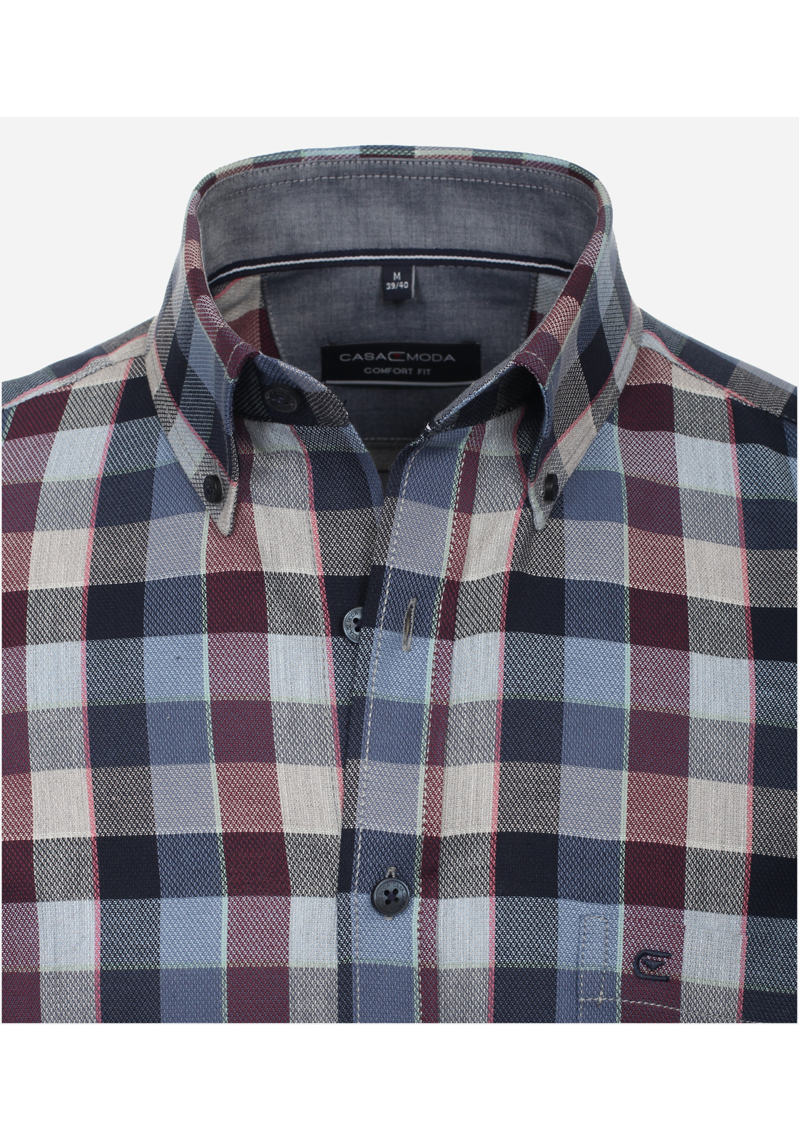 image_4_61361490137037b68b8e33578e8ea4cdjpgautoformatbgF3F3F3blend-alpha100blend-colorF3F3F3blend-modedarkenfitclampp CASA MODA Sport casual fit overhemd, dobby, rood geruit