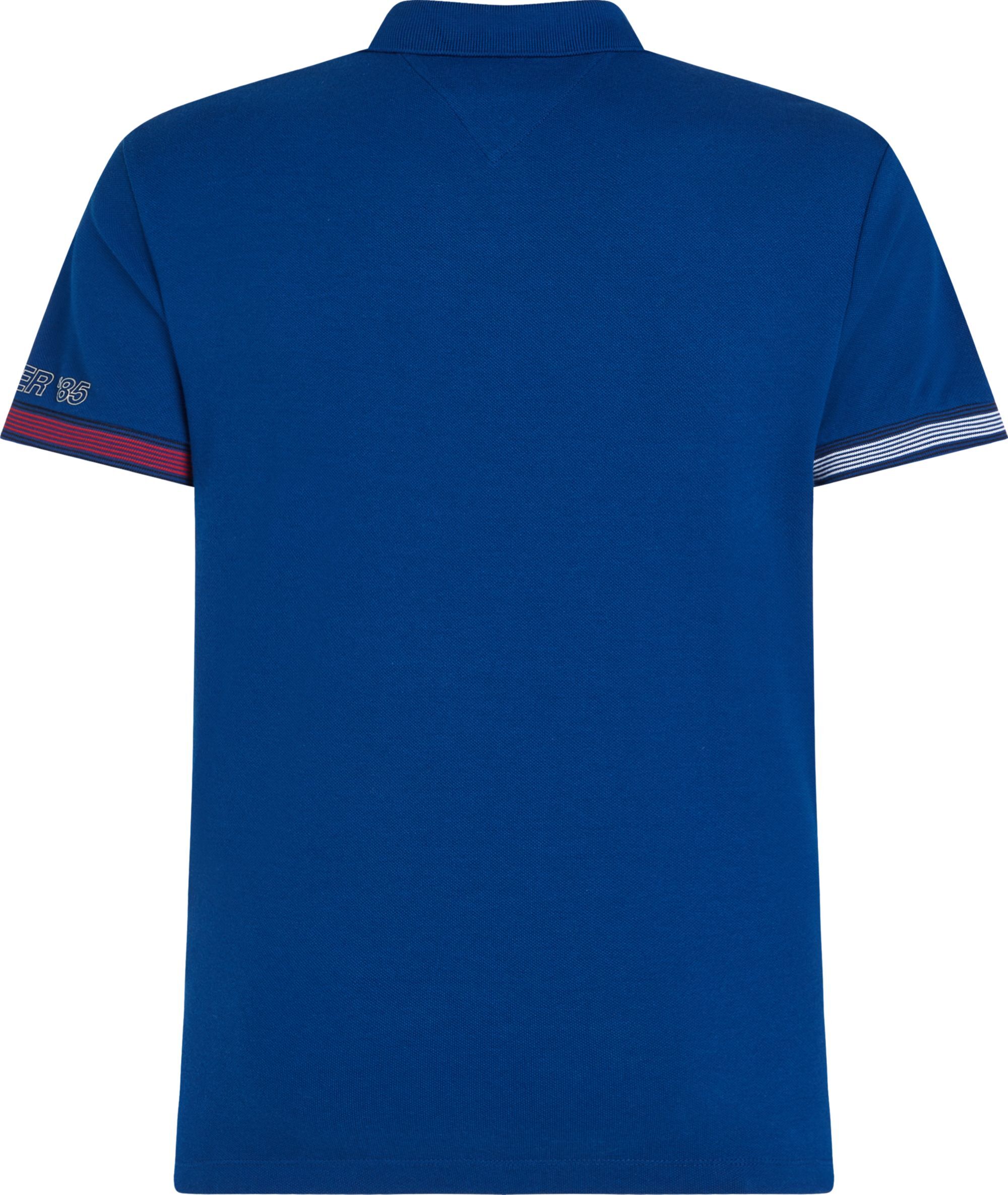 Tommy Hilfiger Flag Cuff Slim Polo, heren poloshirt, donker kobaltblauw