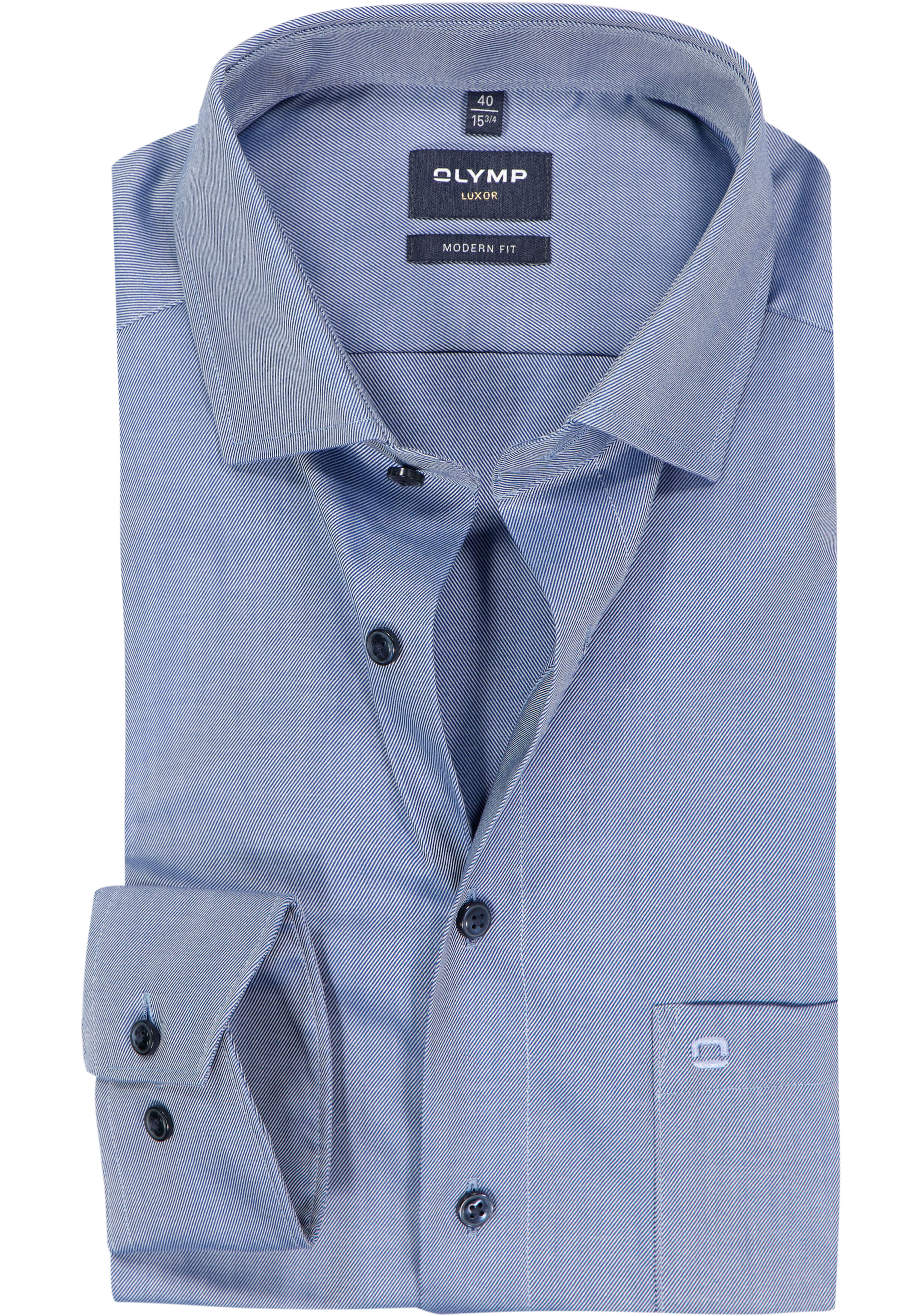 OLYMP Luxor modern fit overhemd, marine blauw twill