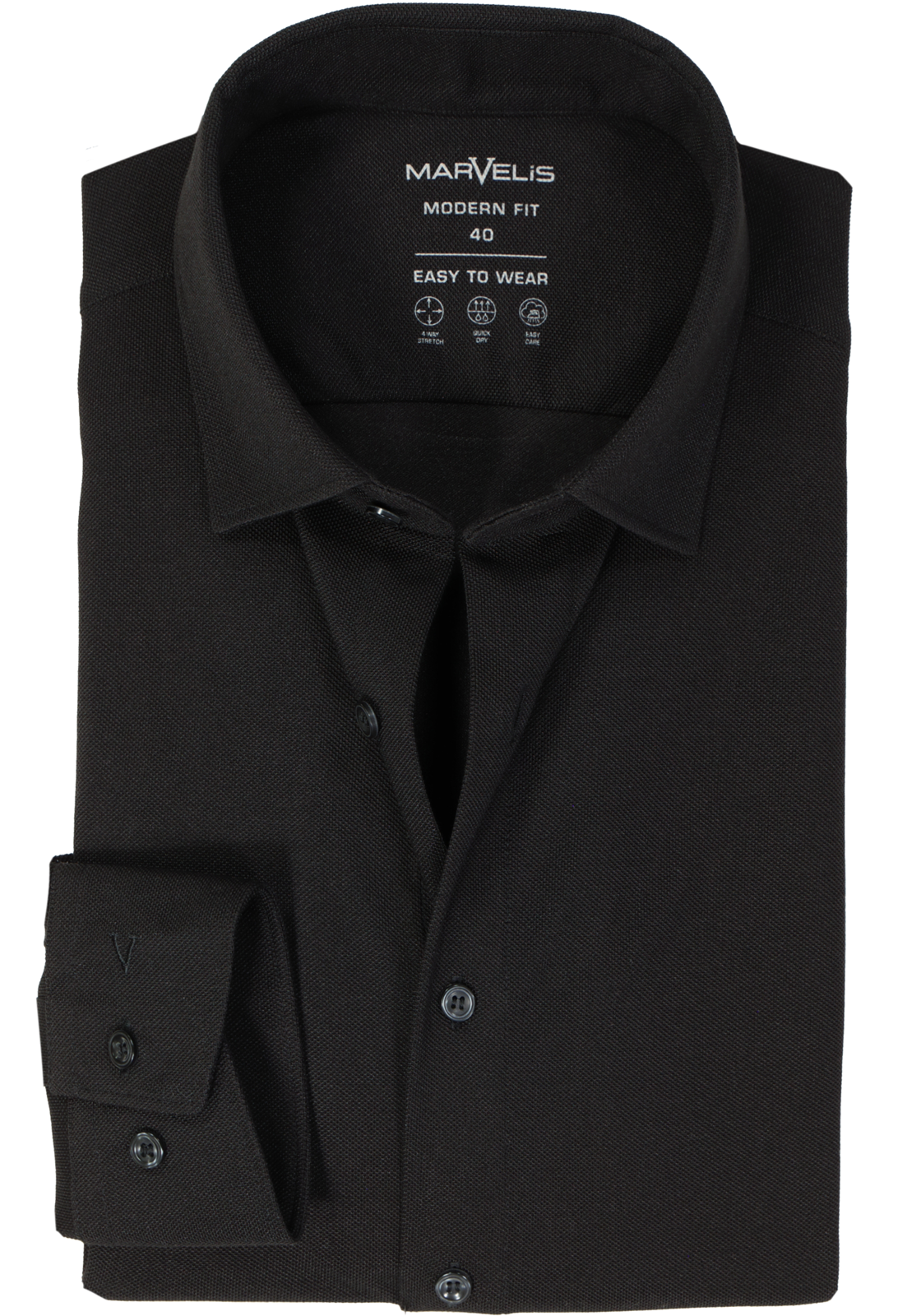 MARVELIS jersey modern fit overhemd, zwart tricot MARVELIS jersey modern fit overhemd, zwart tricot