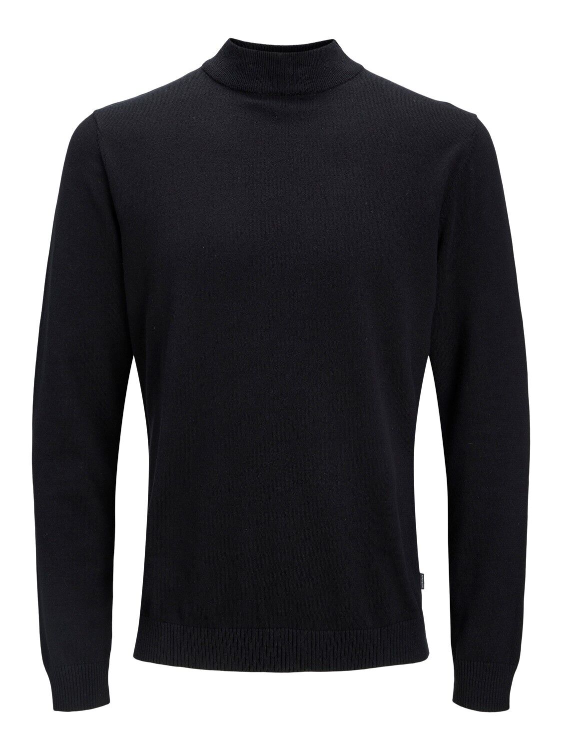 JACK & JONES Basic knit mock neck slim fit, heren pullover katoen met turtleneck, zwart