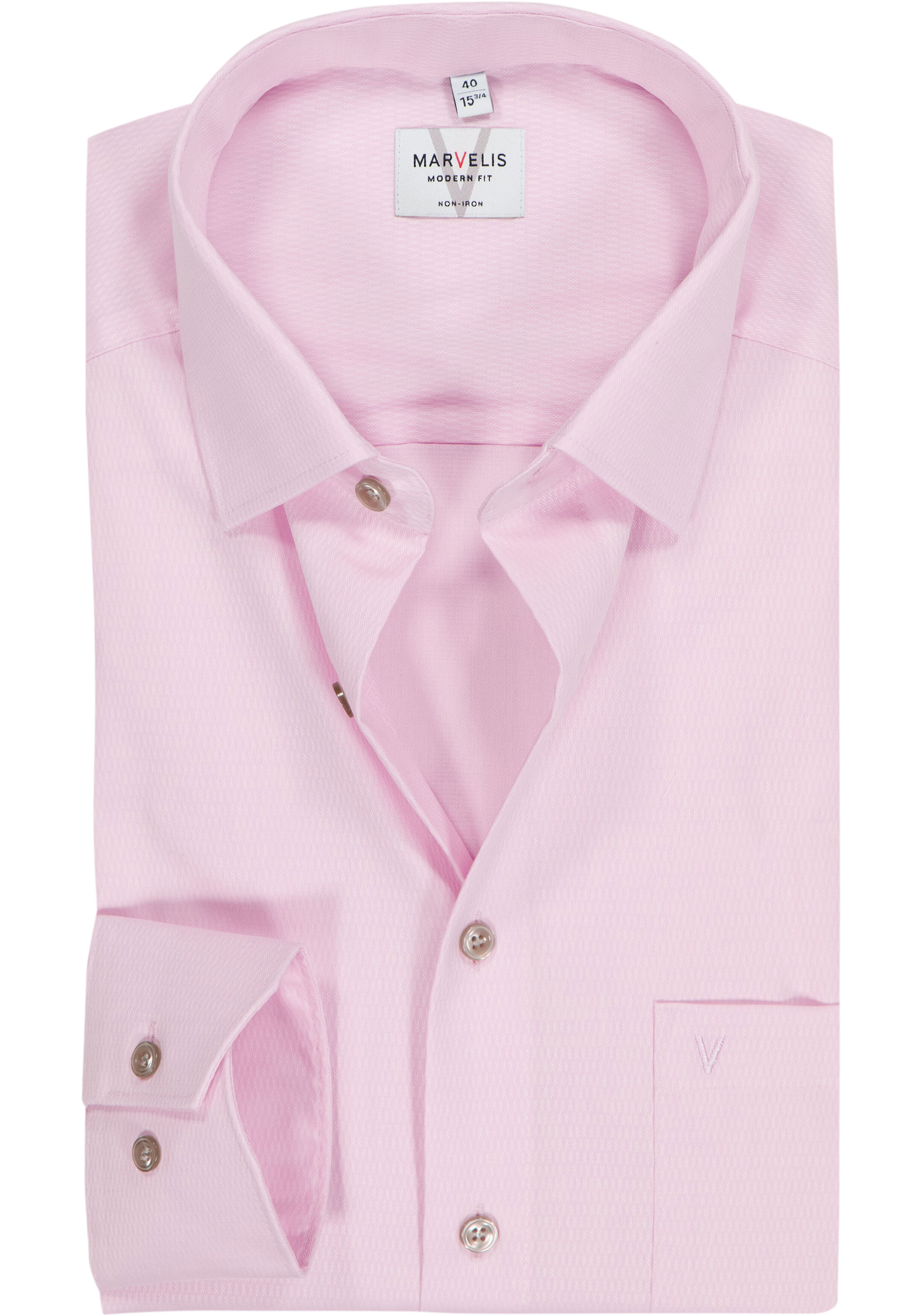 MARVELIS modern fit overhemd, mouwlengte 7, structuur, lichtroze