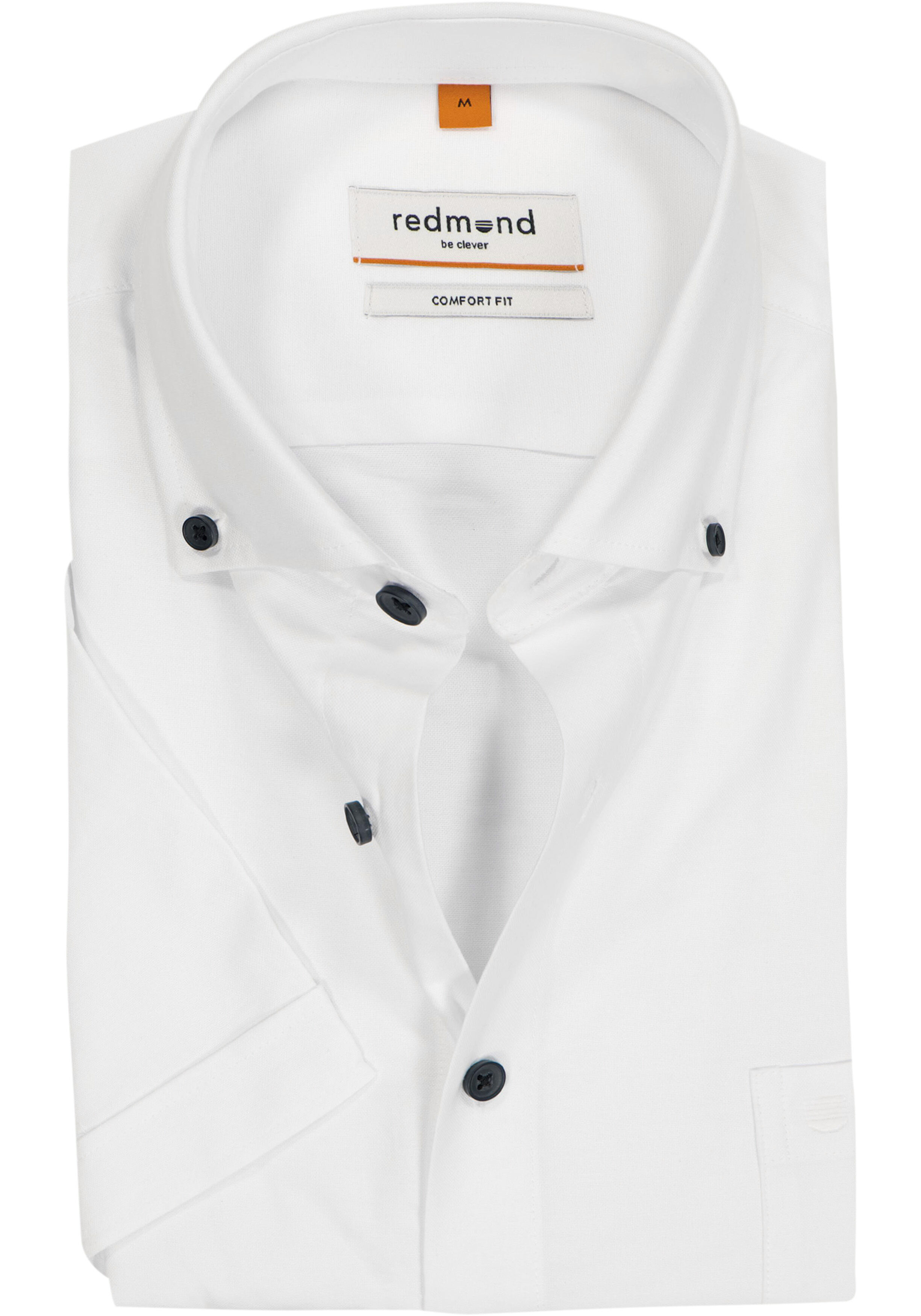 Redmond comfort fit overhemd, korte mouw, Oxford, wit