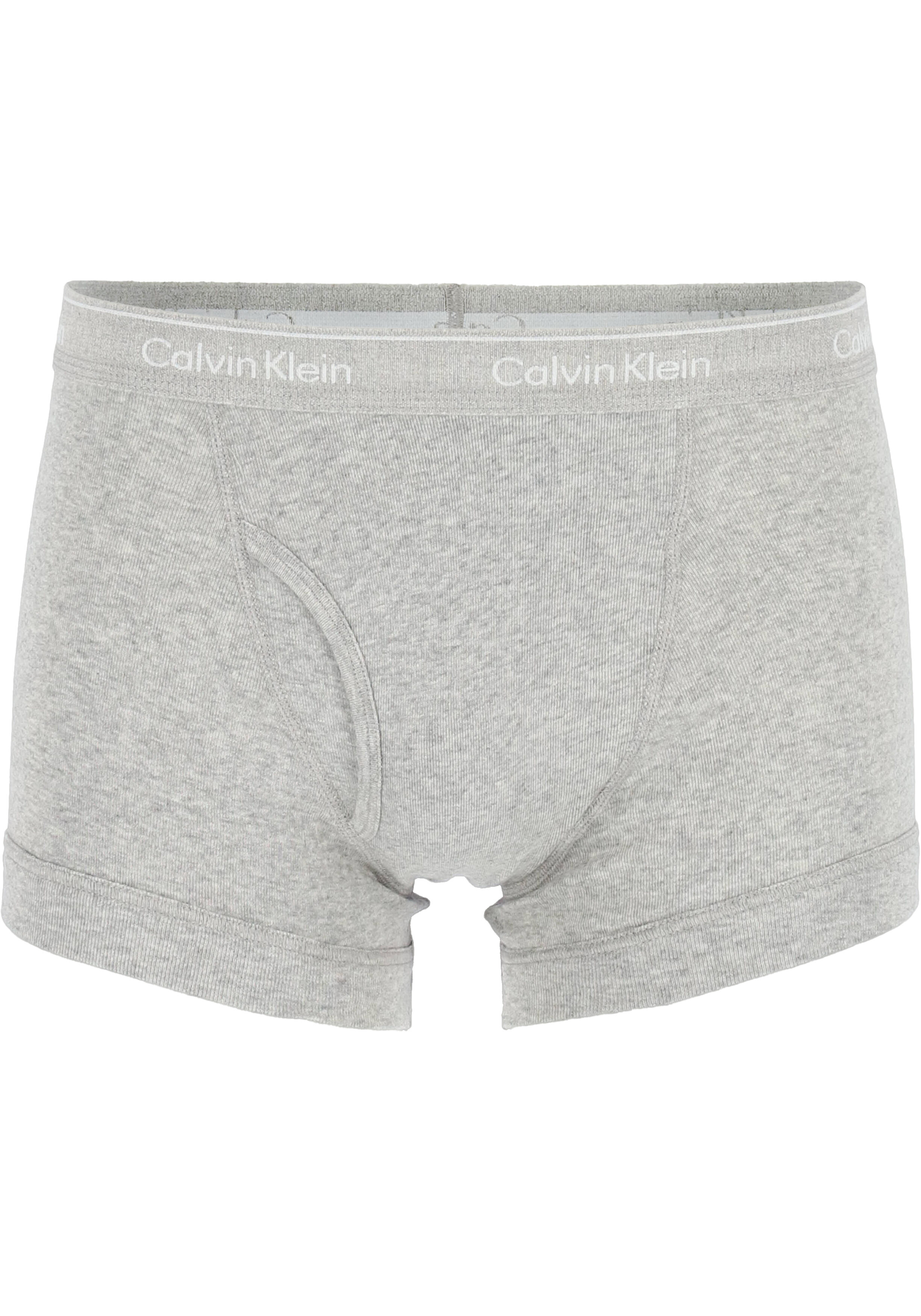 Calvin Klein trunks (3-pack), heren boxer normale lengte met gulp, zwart, wit, grijs