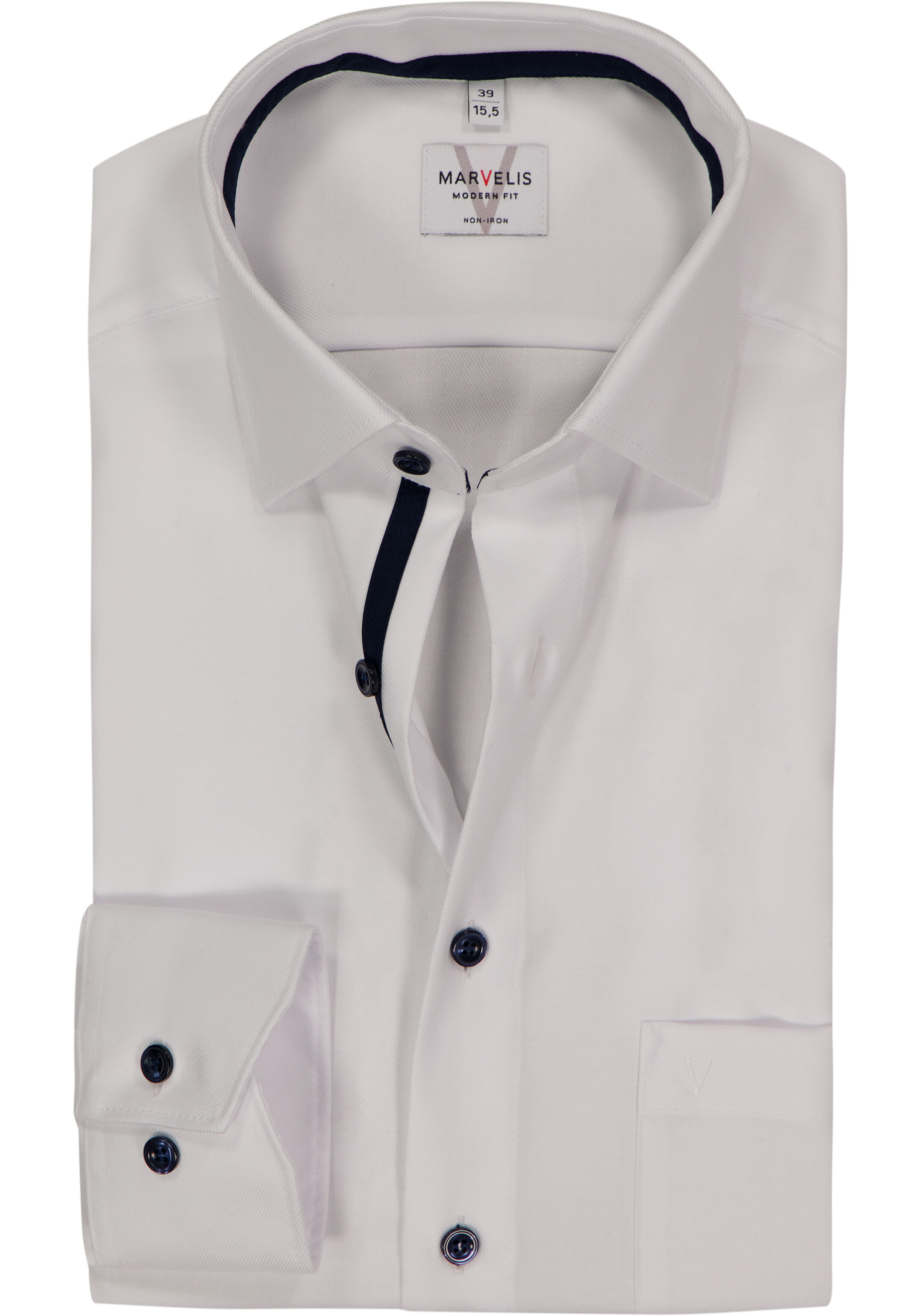 MARVELIS modern fit overhemd, twill, wit