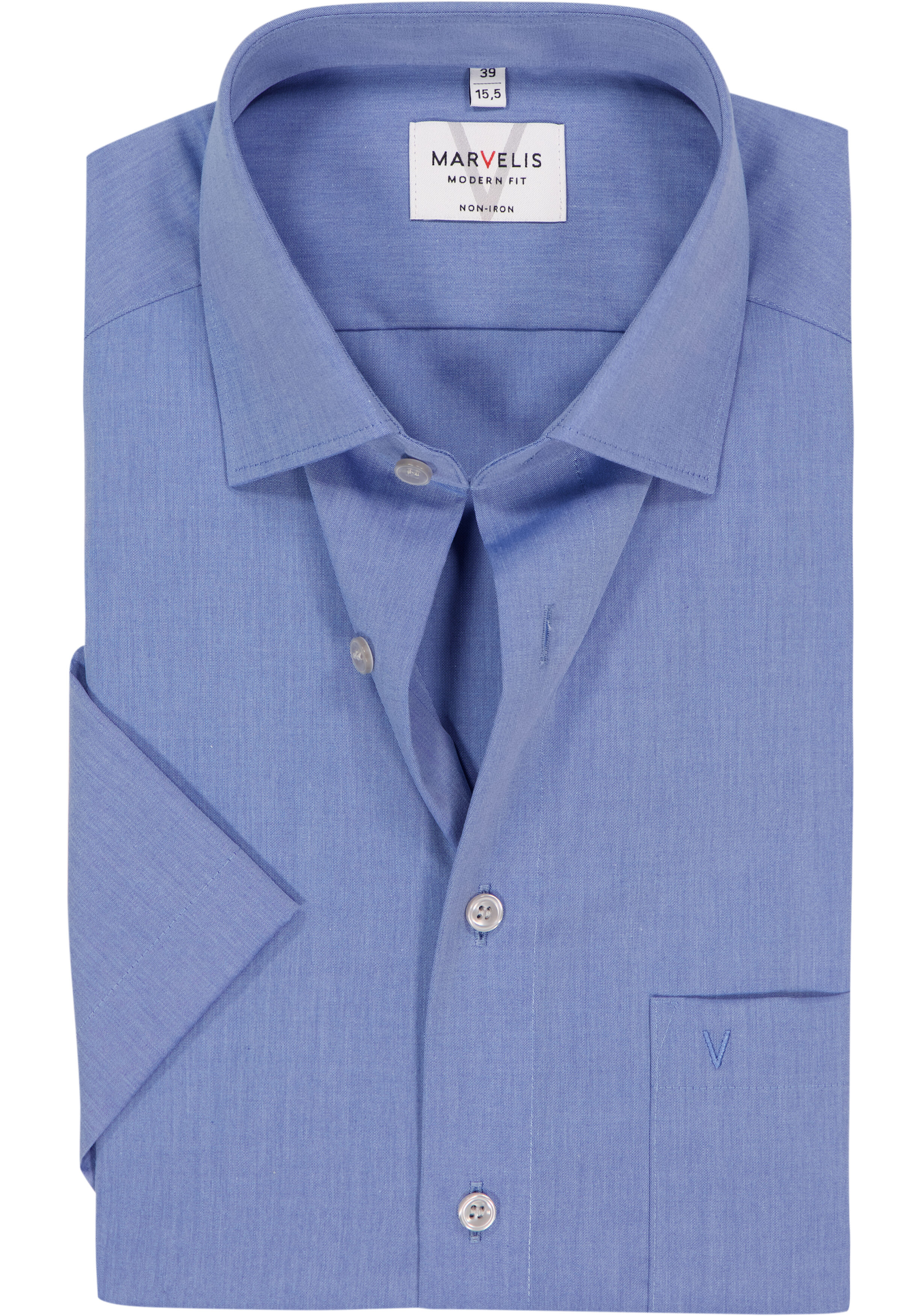 MARVELIS modern fit overhemd, korte mouw, jeans blauw  