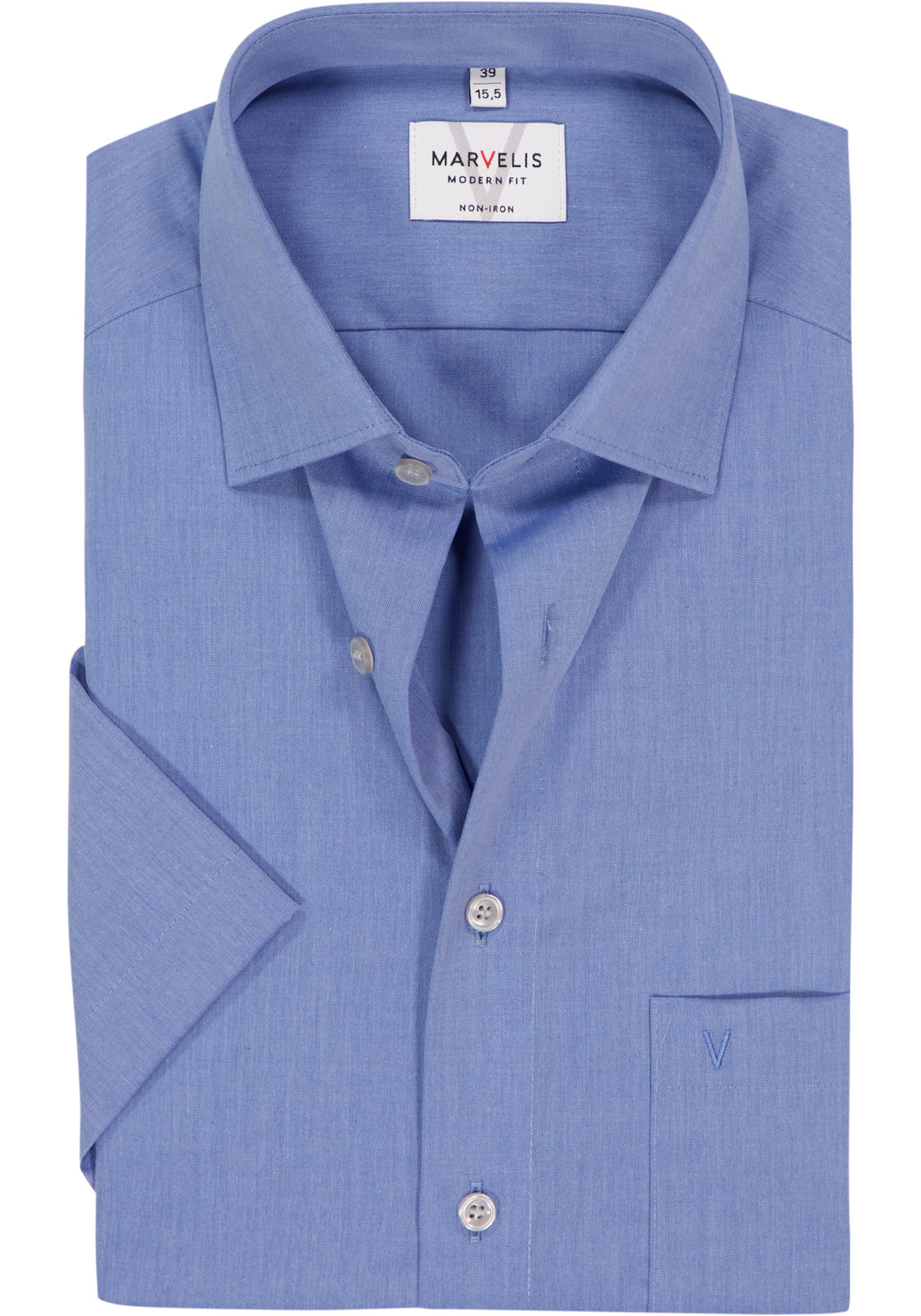 MARVELIS modern fit overhemd, korte mouw, jeans blauw   MARVELIS modern fit overhemd, korte mouw, jeans blauw