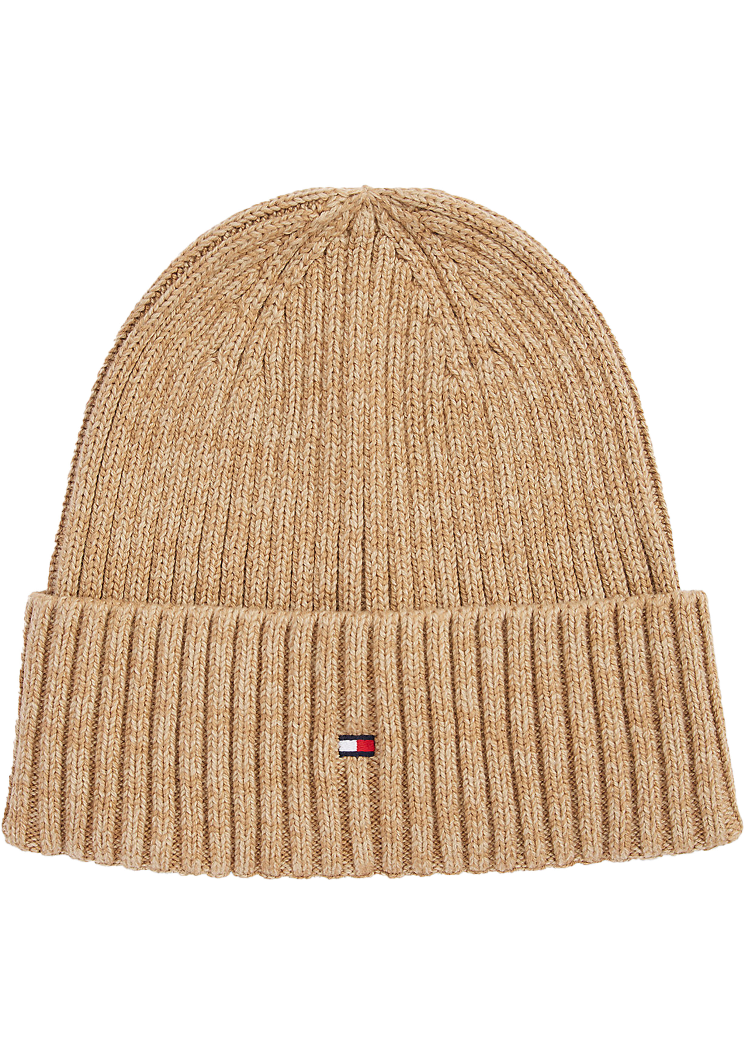 Tommy Hilfiger muts, the flag twisted yarn beanie, beige melange