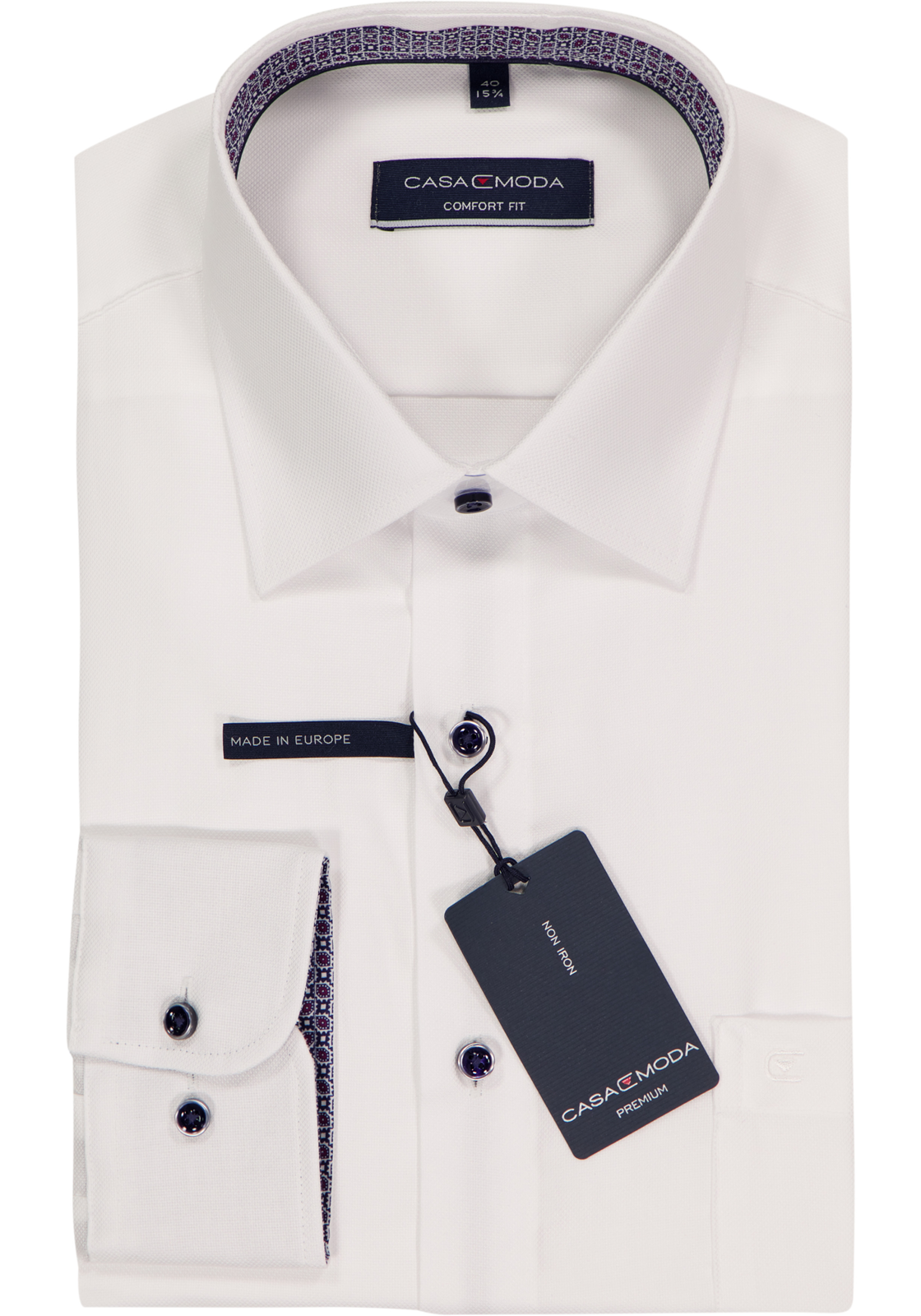 CASA MODA comfort fit overhemd, wit structuur (contrast) CASA MODA comfort fit overhemd, wit structuur (contrast)
