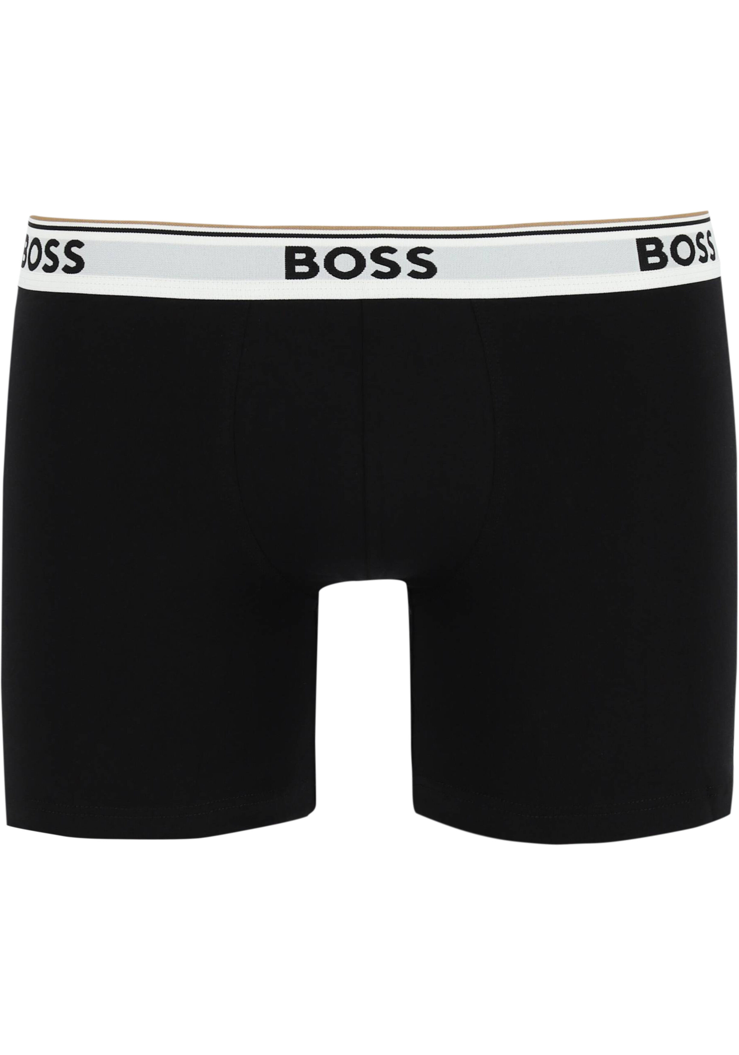 HUGO BOSS Power boxer briefs (3-pack), heren boxers normale lengte, zwart met gekleurde tailleband