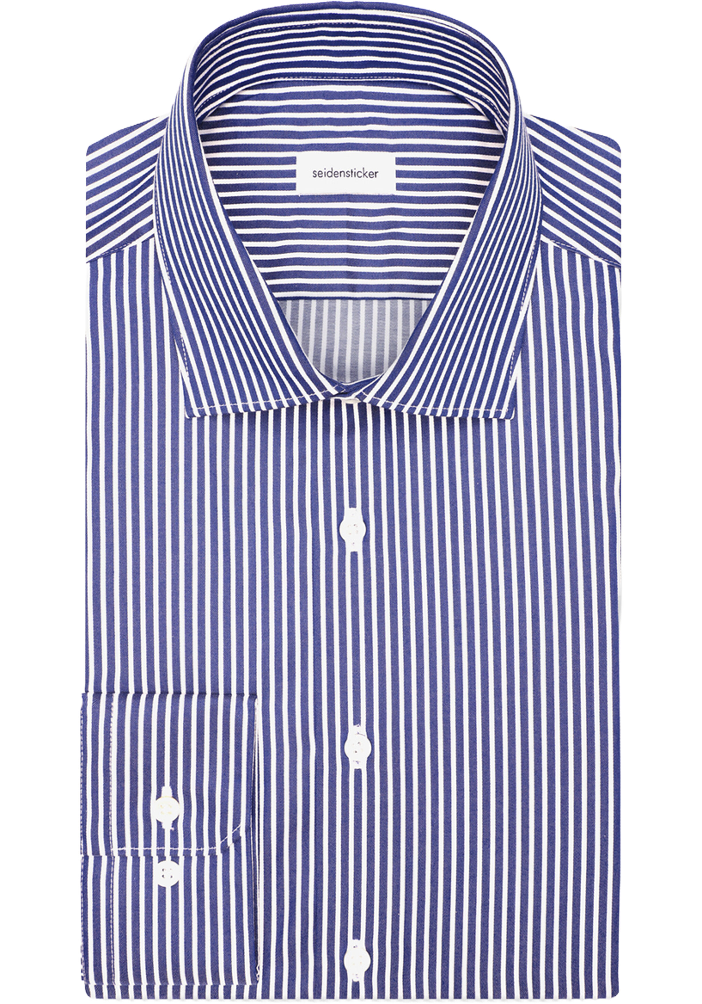 Seidensticker shaped fit overhemd, popeline, blauw gestreept
