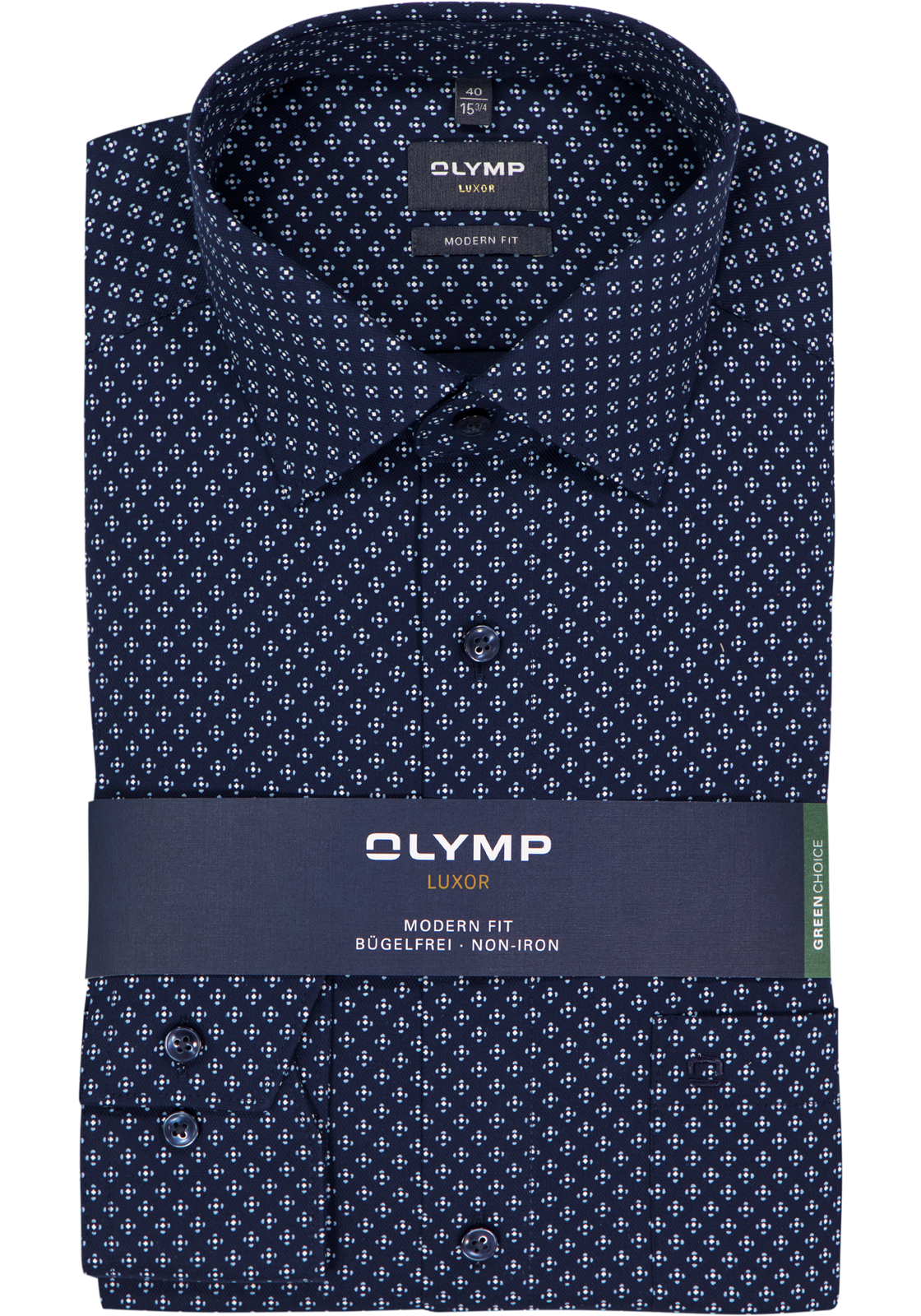 OLYMP Luxor modern fit overhemd, dobby, marine blauw dessin OLYMP Luxor modern fit overhemd, dobby, marine blauw dessin