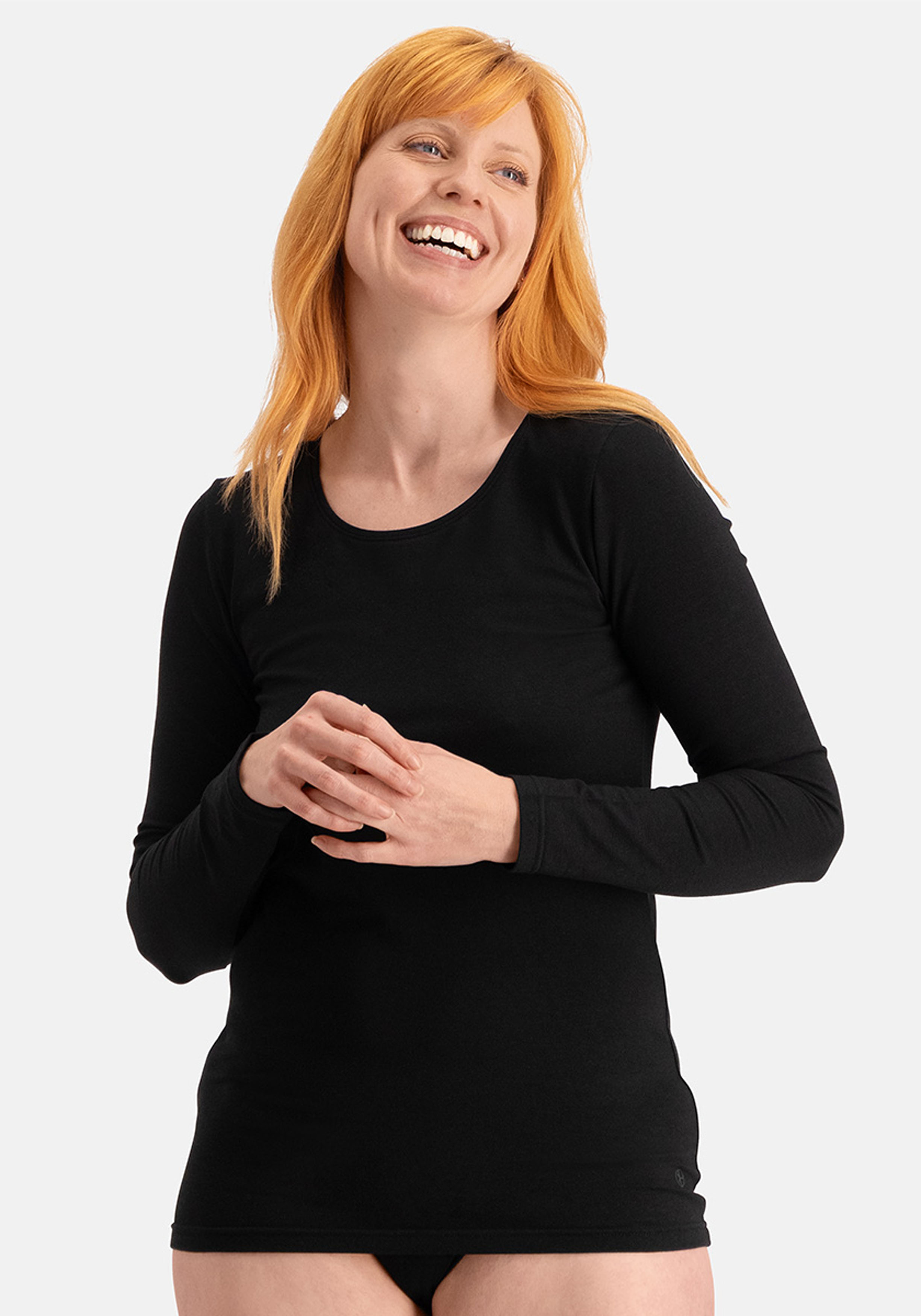 Bamboo Basics Lara (2-pack), dames T-shirt lange mouwen extra lang, zwart