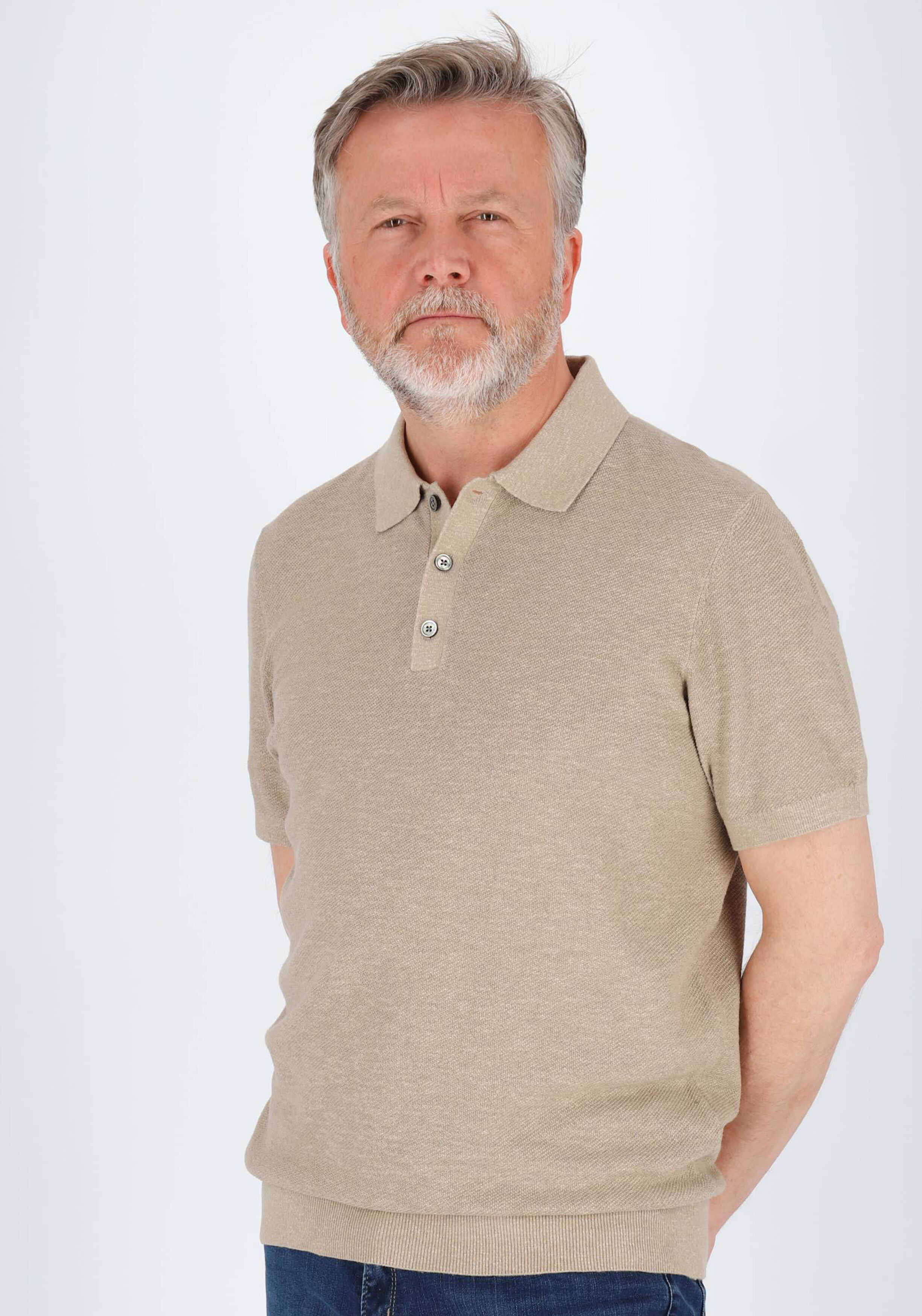 Profuomo slim fit heren polo, beige