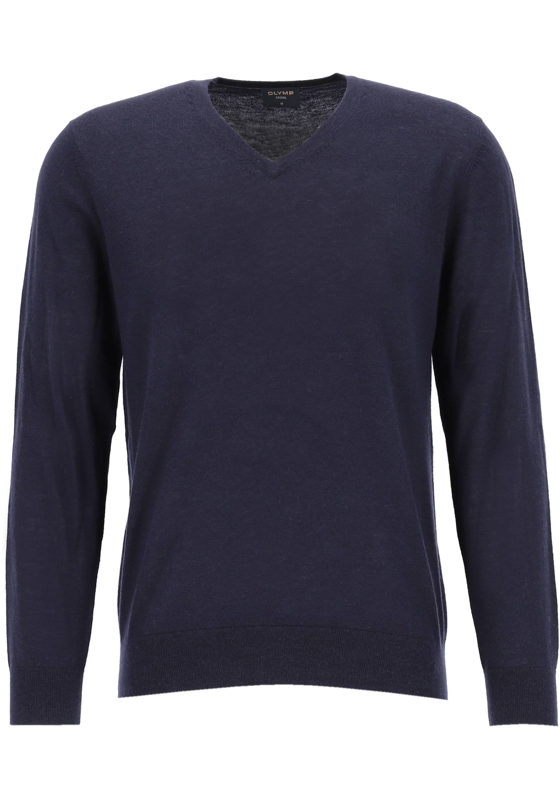 OLYMP Level 5 body fit trui wol met zijde, V-hals, marine blauw OLYMP Level 5 body fit trui wol met zijde, V-hals, marine blauw