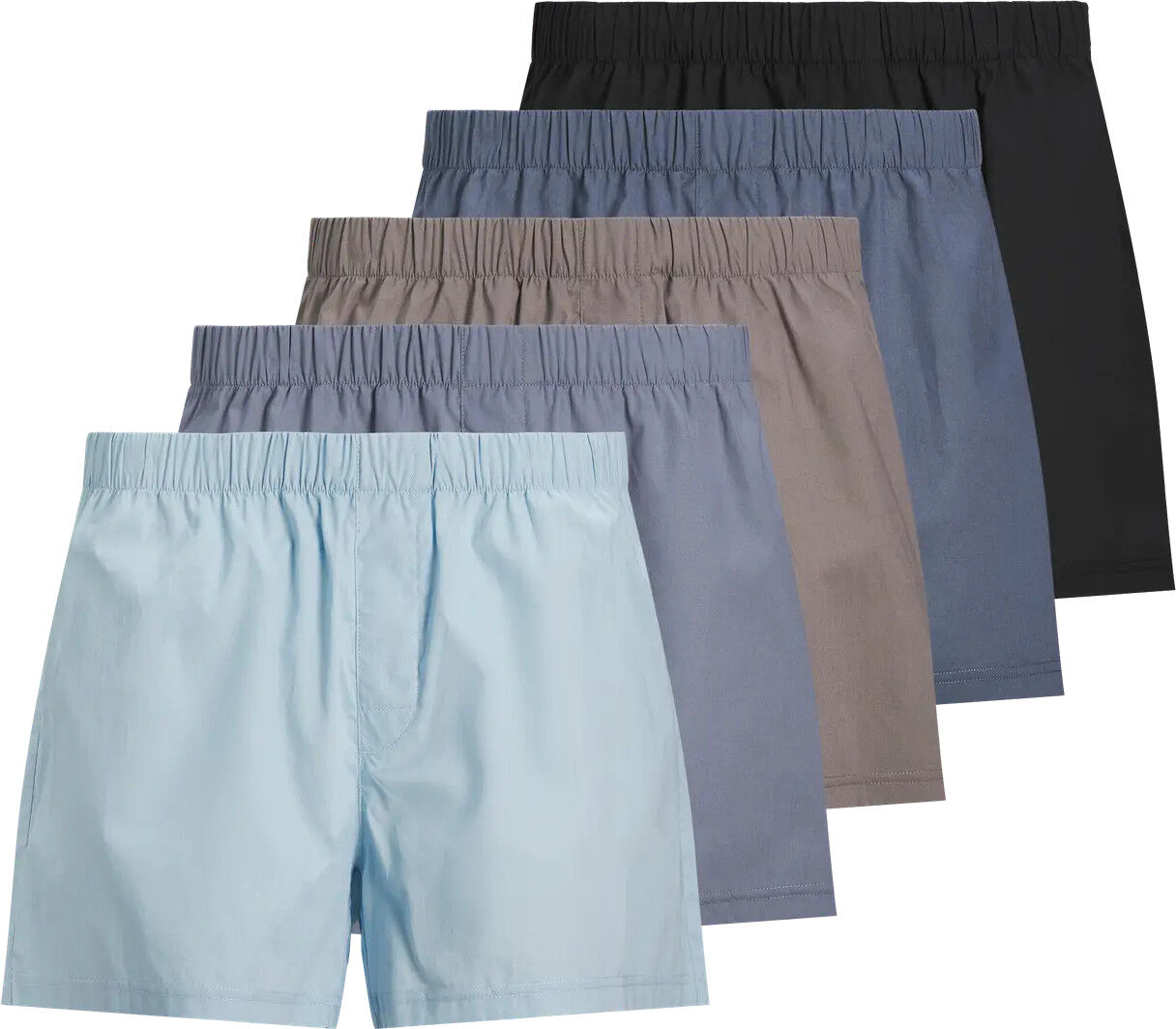 JACK & JONES Jacmilano woven boxers (5-pack), heren wijde boxers, chambray blue troposphere, city skyline, naval, black