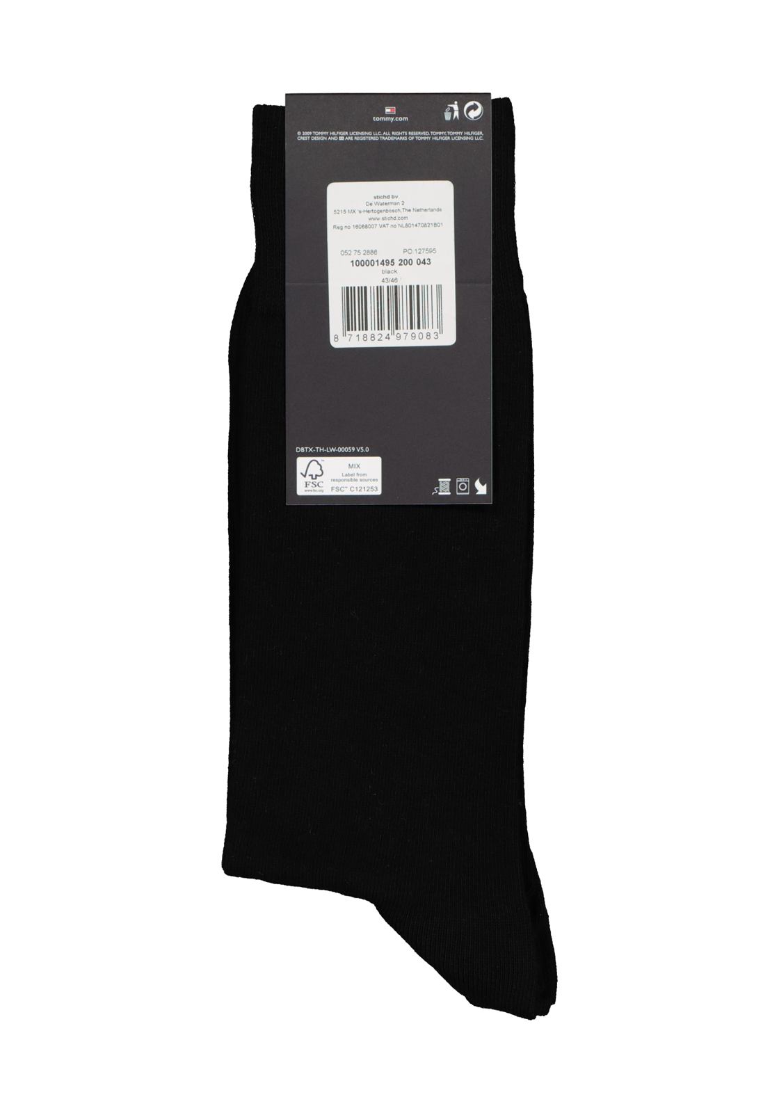 4-8718824979083_sok_HR Tommy Hilfiger Check Socks (2-pack), herensokken katoen, geruit en uni, zwart