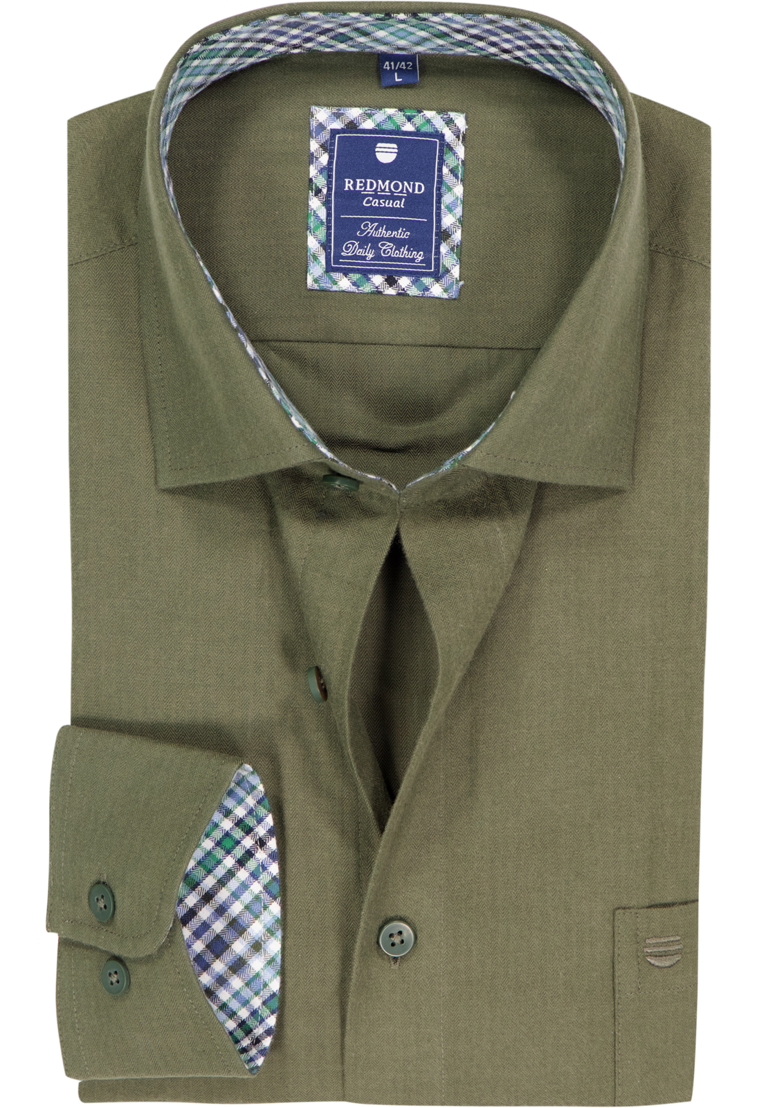 Redmond comfort fit overhemd, twill, donkergroen Redmond comfort fit overhemd, twill, donkergroen