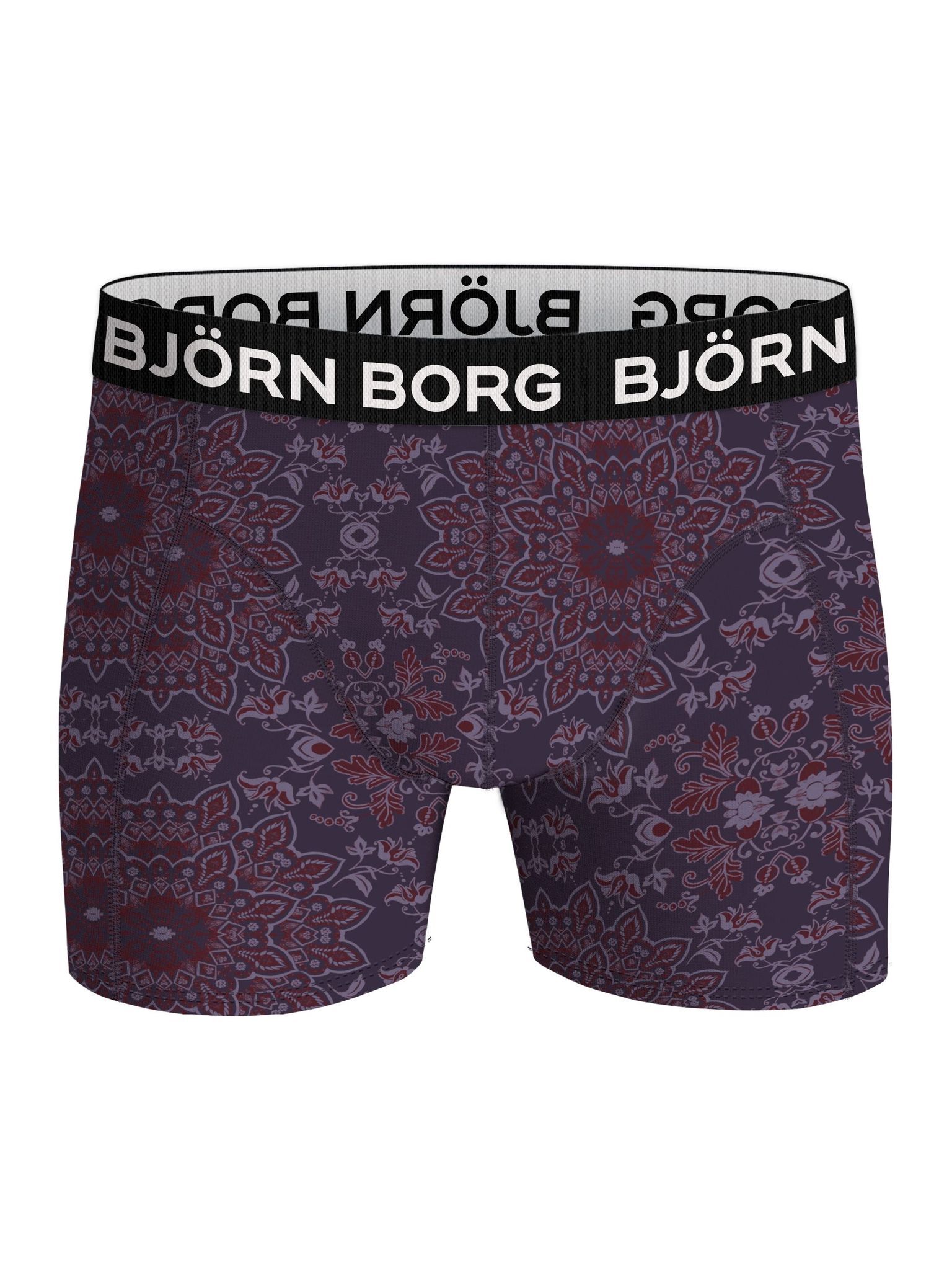 Bjorn Borg Bamboo Cotton Blend boxers, heren boxers normale lengte (2-pack), donkerblauw en blauw met bordeaux print
