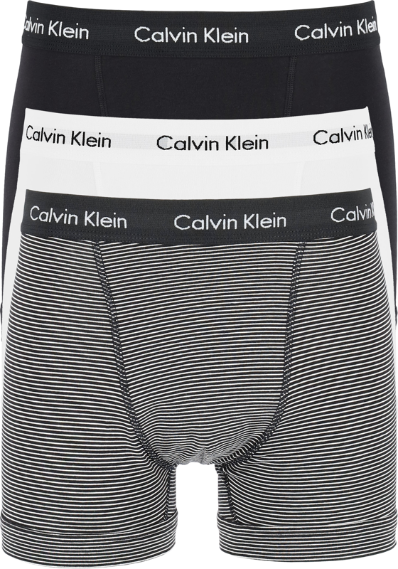 Calvin Klein trunks (3-pack), heren boxers normale lengte, zwart, wit en gestreept Calvin Klein trunks (3-pack), heren boxers normale lengte, zwart, wit en gestreept