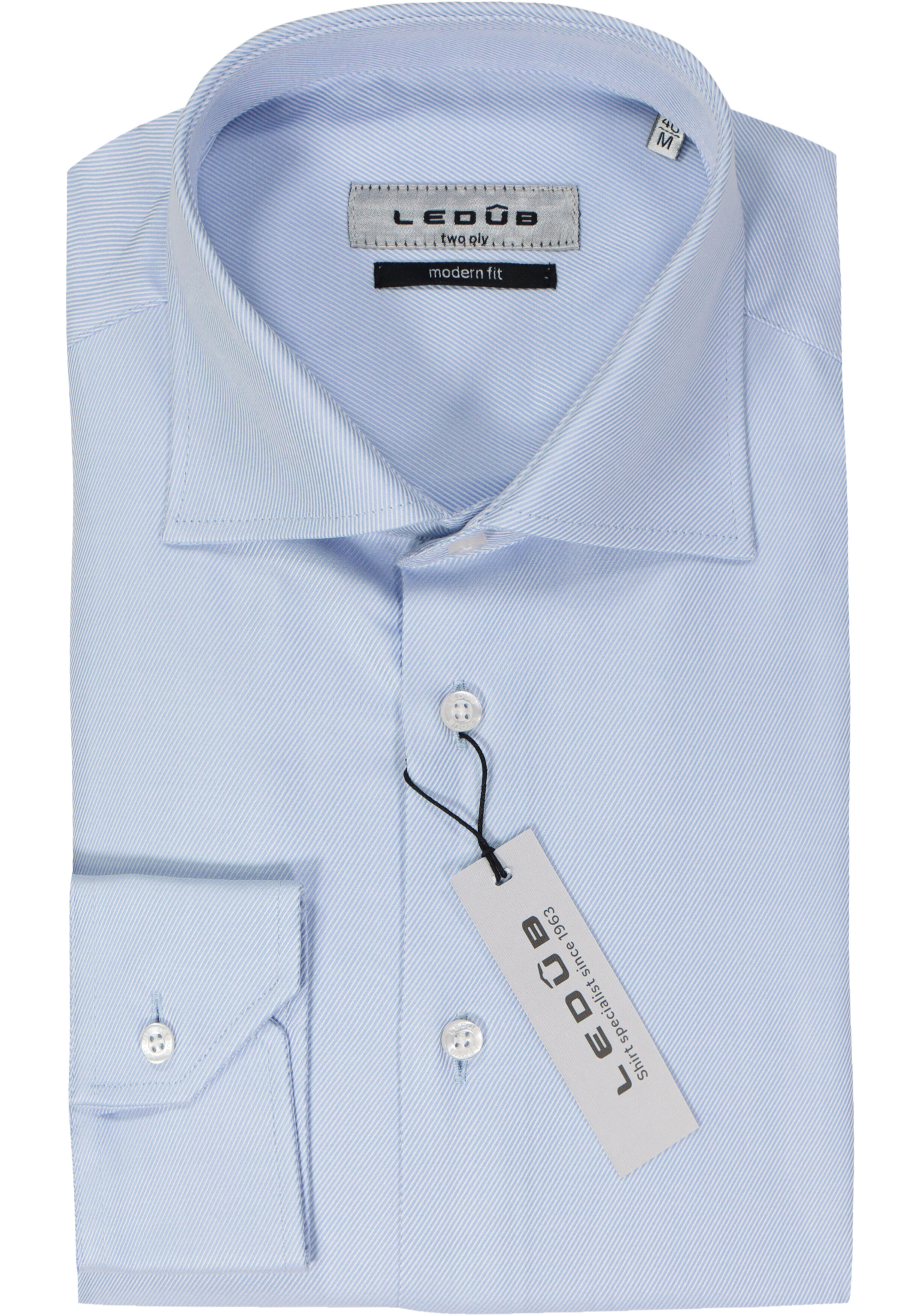 Ledub modern fit overhemd, lichtblauw twill 