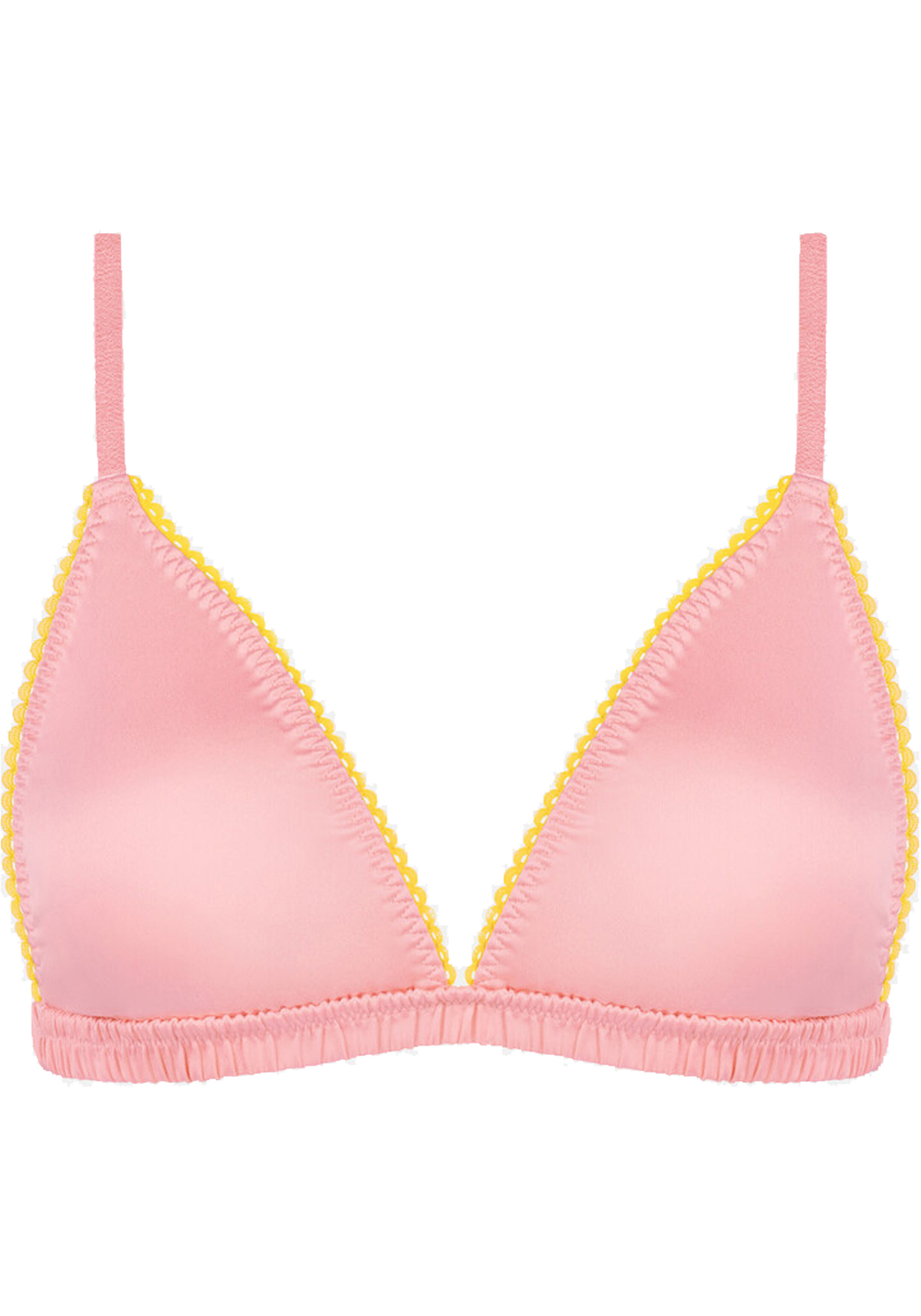 Mey dames triangle bra Poetry Glossy, beugelloze bh, roze met geel