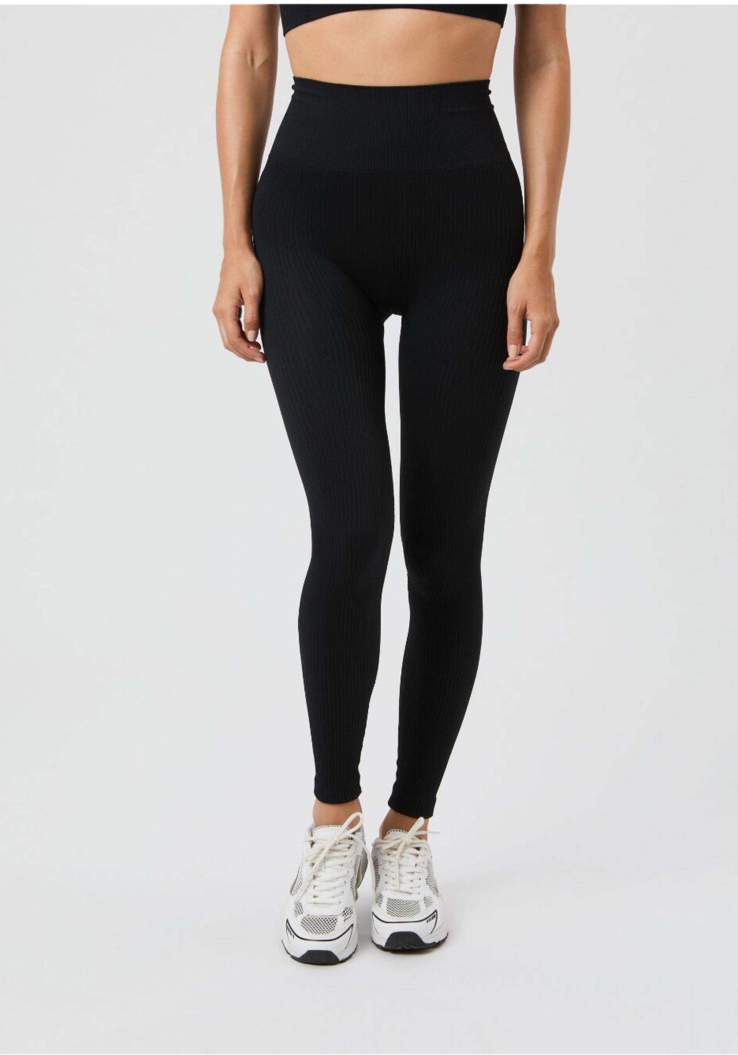 Bjorn Borg dames Studio Seamless Ribbed Tights, dames sportlegging, zwart