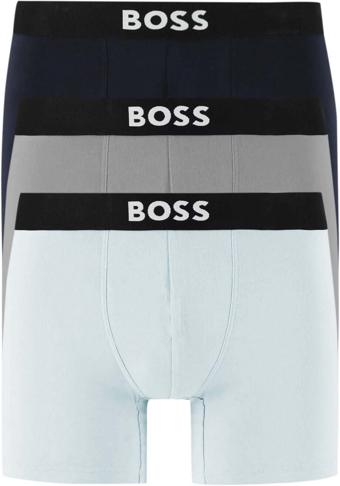 HUGO BOSS ONE boxer briefs (3-pack), heren boxers normale lengte, licht- en donkerblauw en grijs