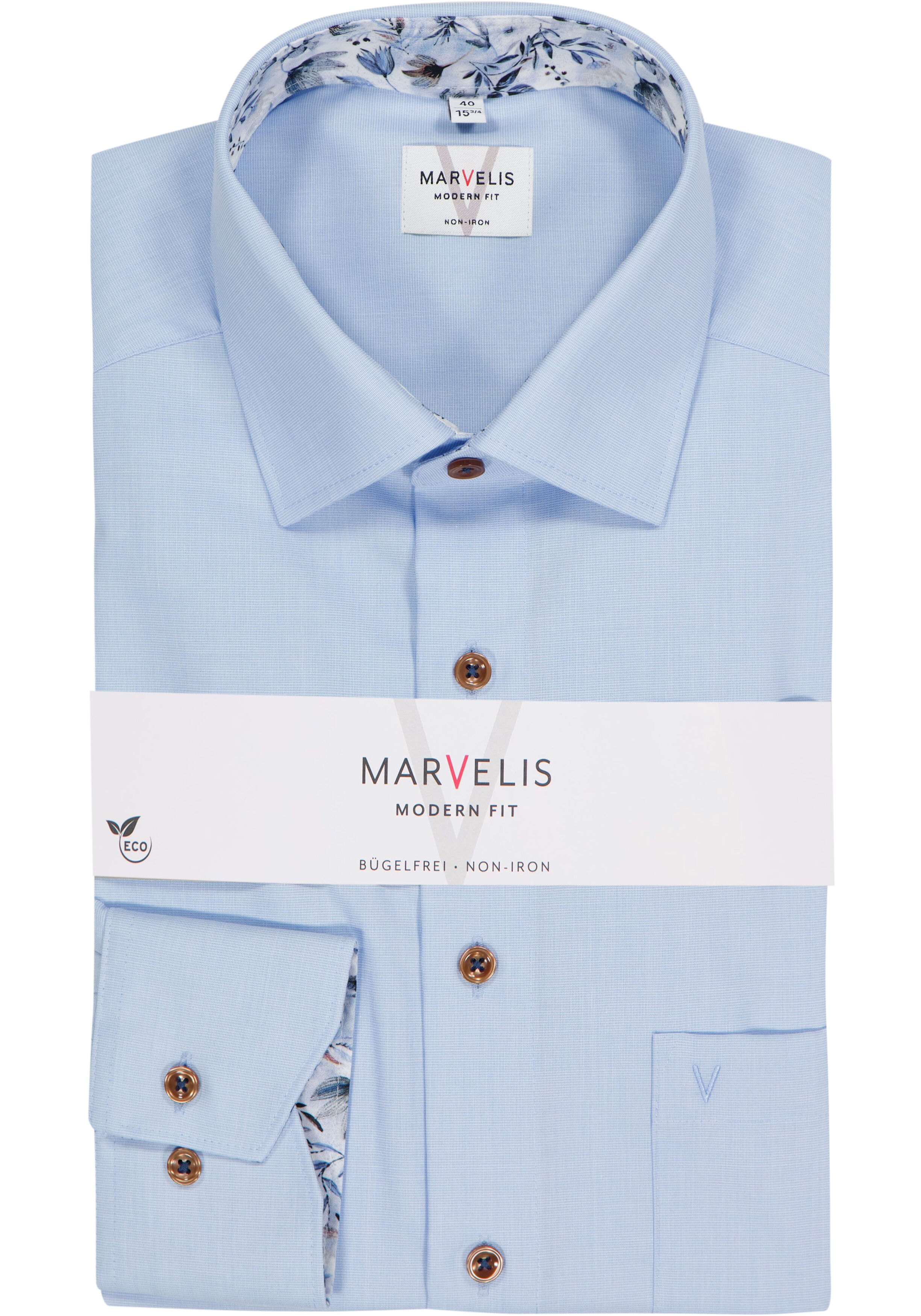 MARVELIS modern fit overhemd, fil a fil, lichtblauw