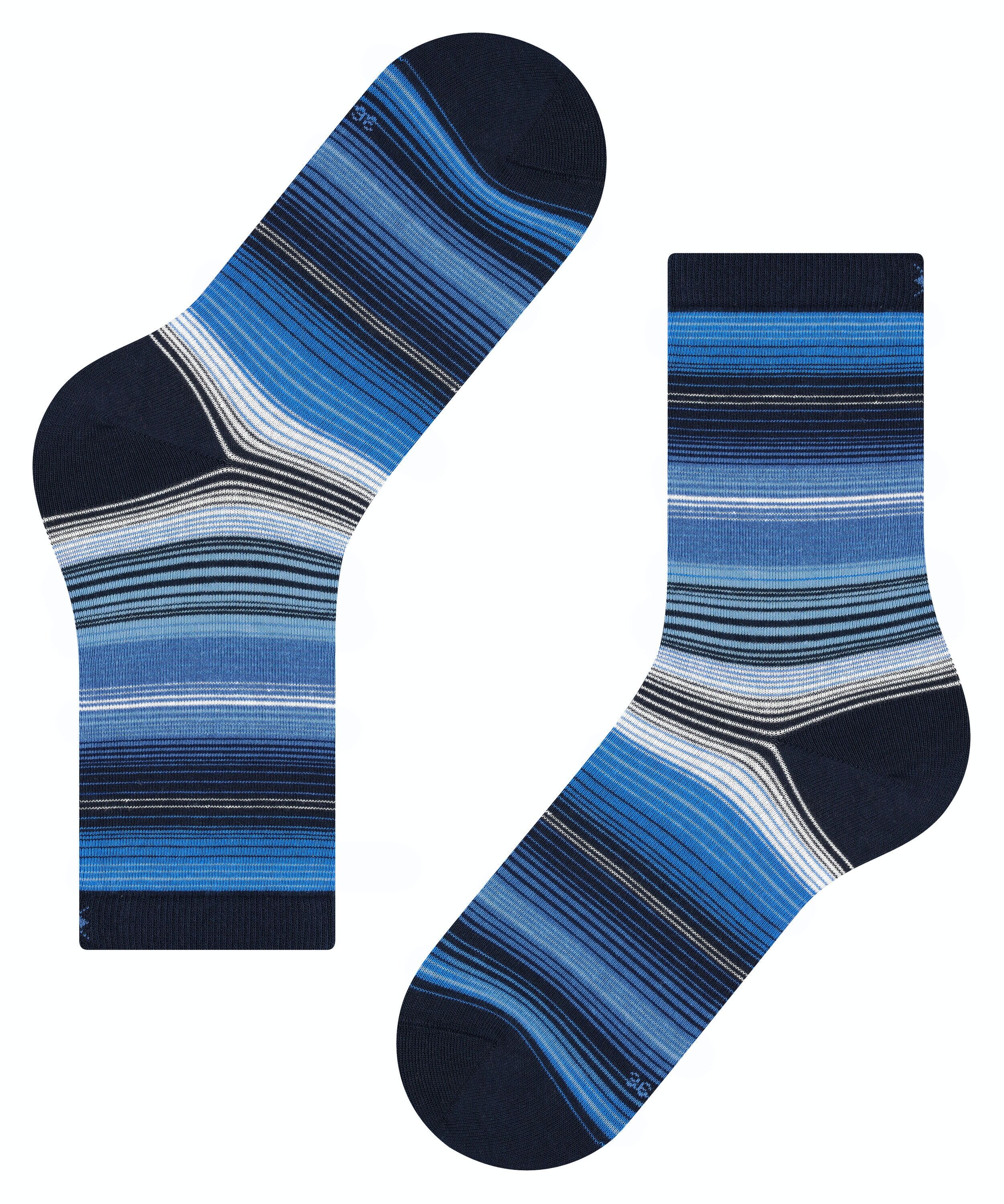 Burlington Stripe damessokken, blauw (marine)