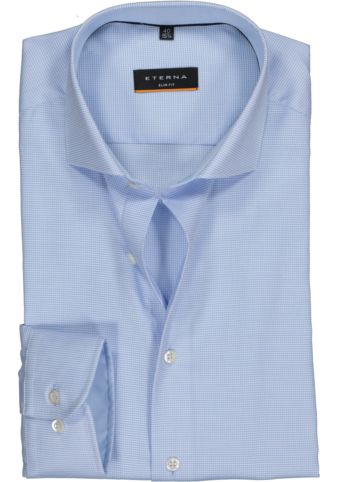 1-4045332837203_eterna-overhemd_HR ETERNA slim fit stretch overhemd, structuur heren overhemd, lichtblauw met wit (lichtblauw contrast)
