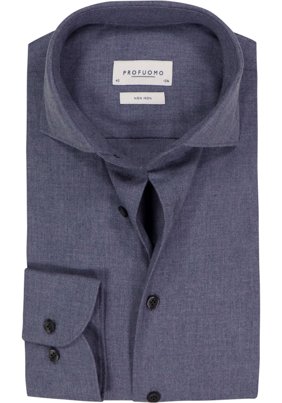 Profuomo slim fit heren overhemd, twill, jeansblauw Profuomo slim fit heren overhemd, twill, jeansblauw
