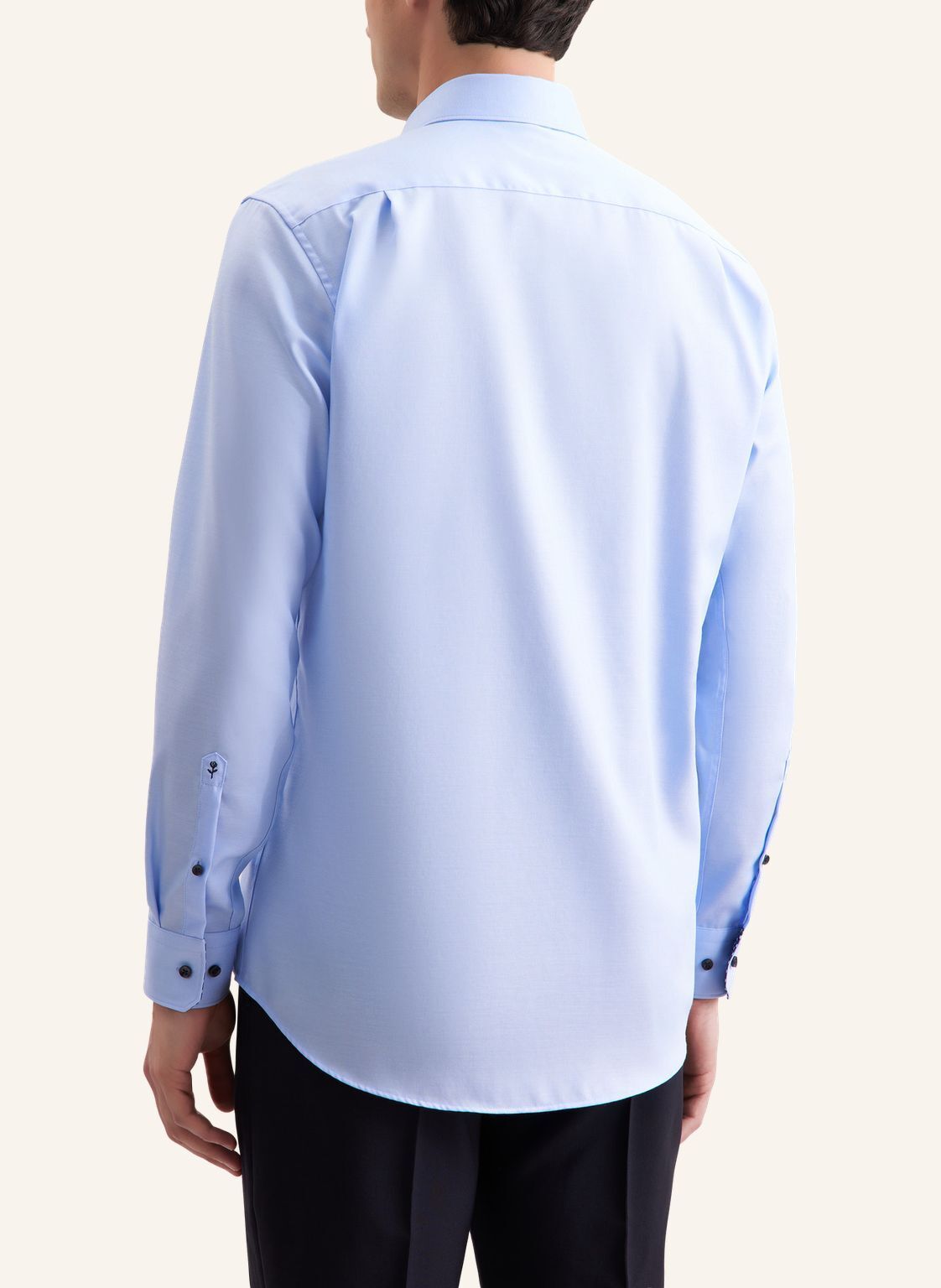 Seidensticker regular fit overhemd, mouwlengte 7, popeline, blauw