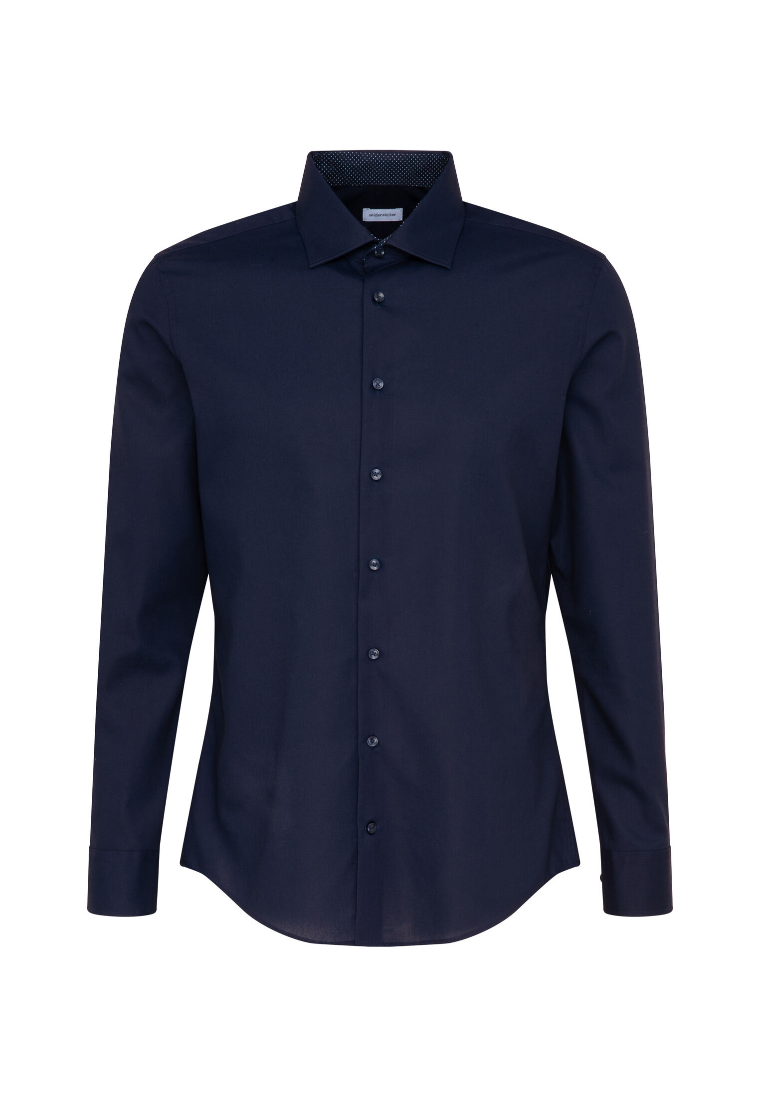 Seidensticker shaped fit overhemd, mouwlengte 7, popeline, blauw