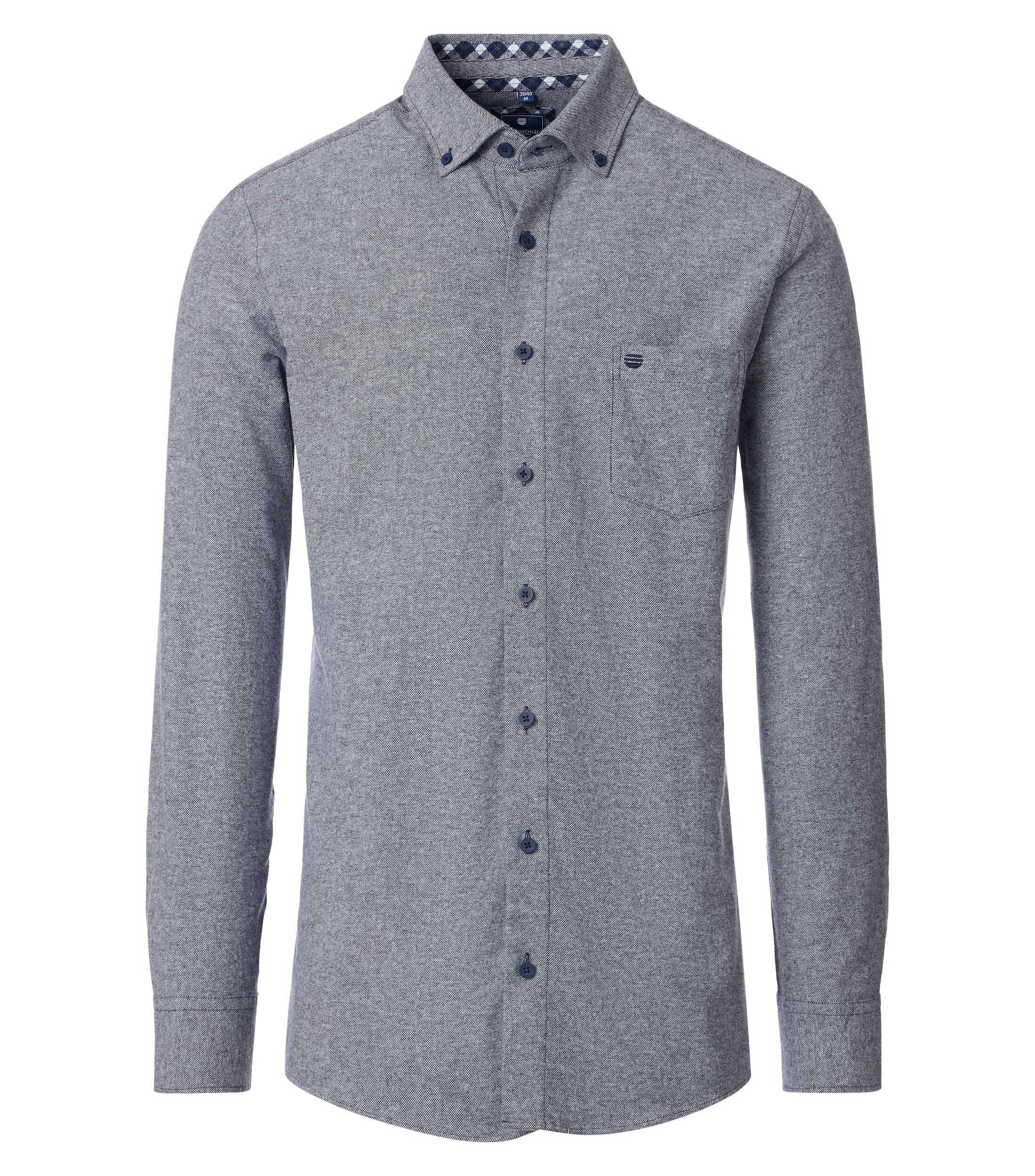 Redmond modern fit overhemd, flanel, blauw