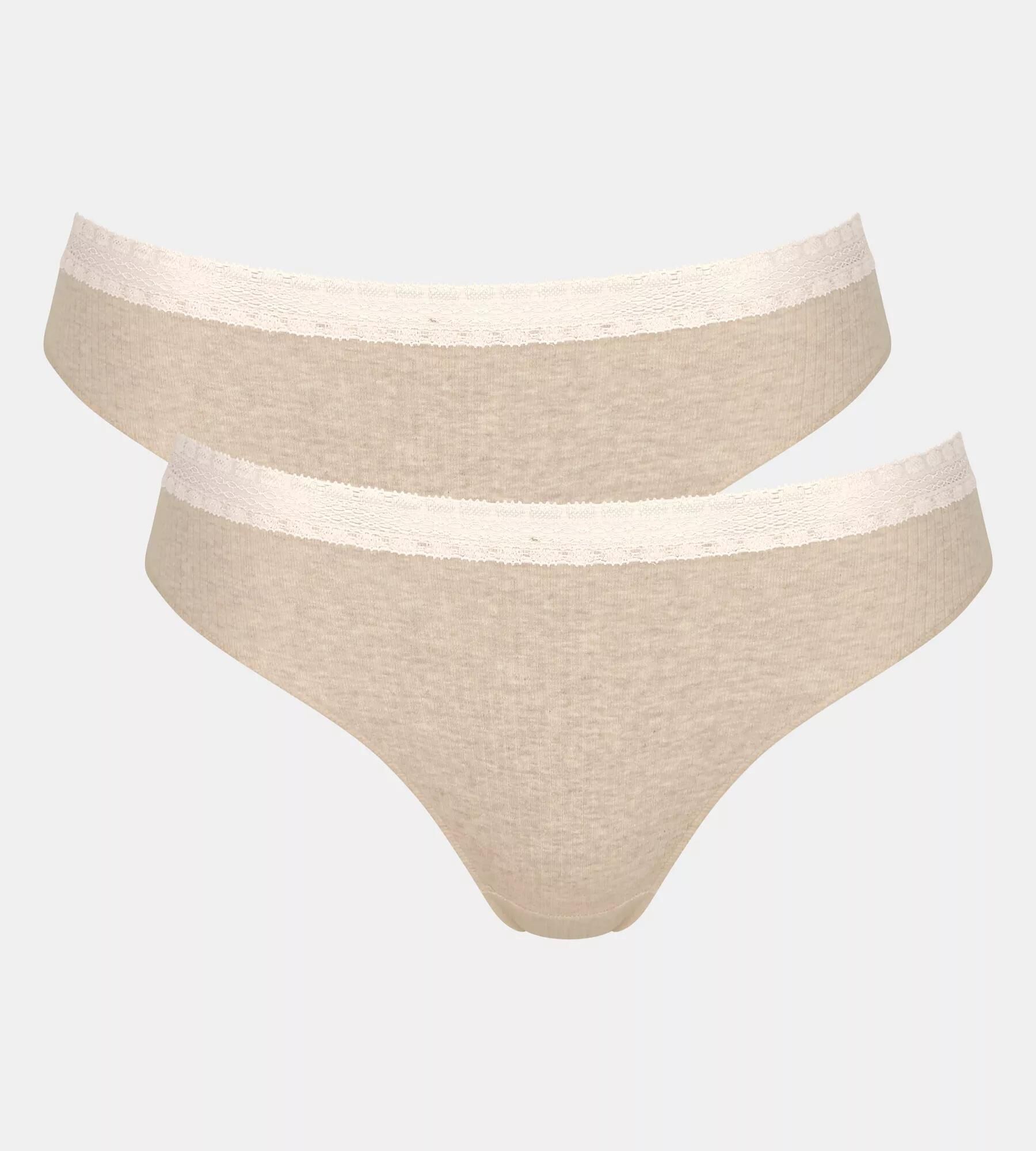 Sloggi Women GO Ribbed R Tai (2-pack), dames slip, beige melange