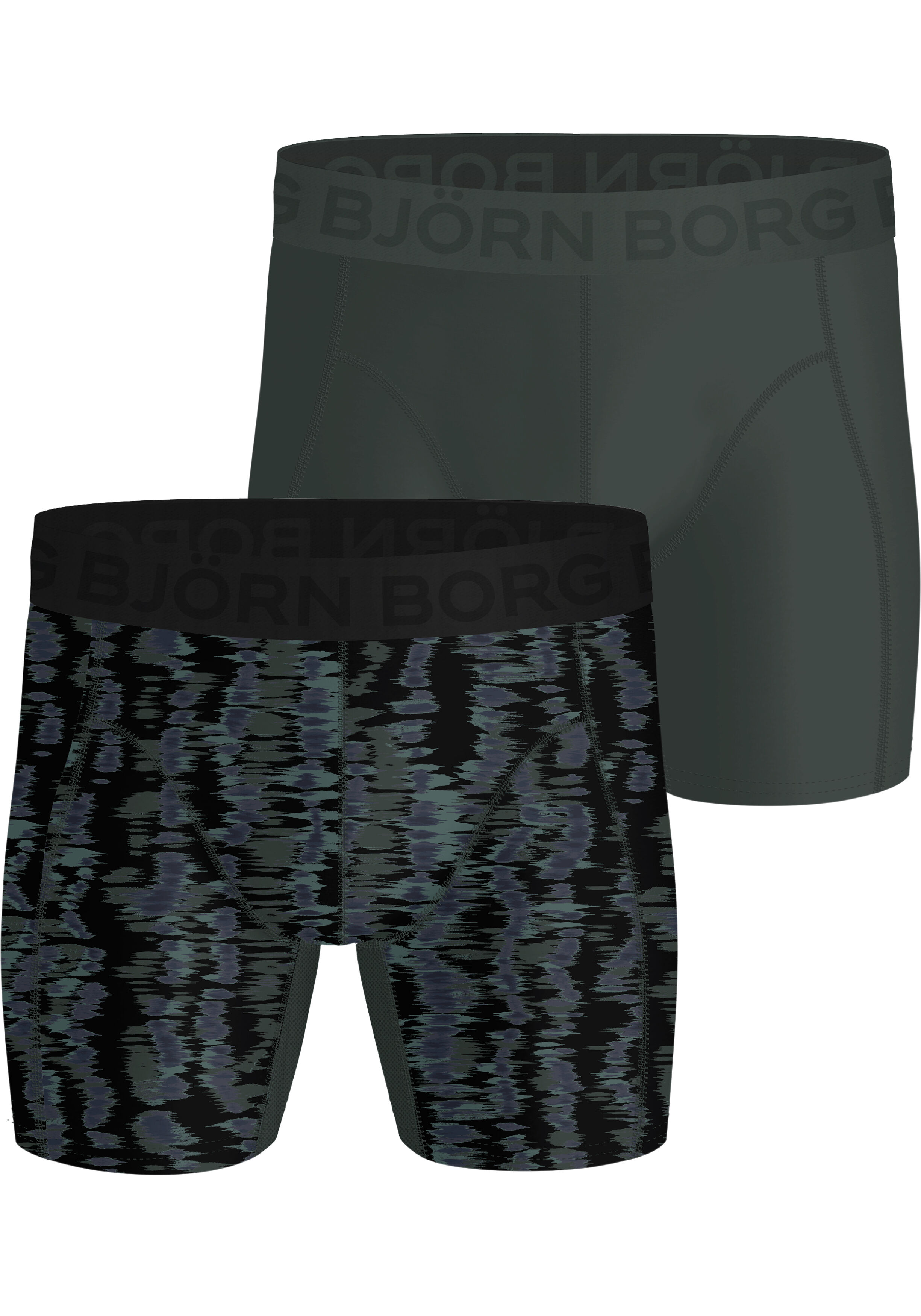 Bjorn Borg Sports Lightweight Boxers, microfiber heren boxers lange pijpen (2-pack), groen, print
