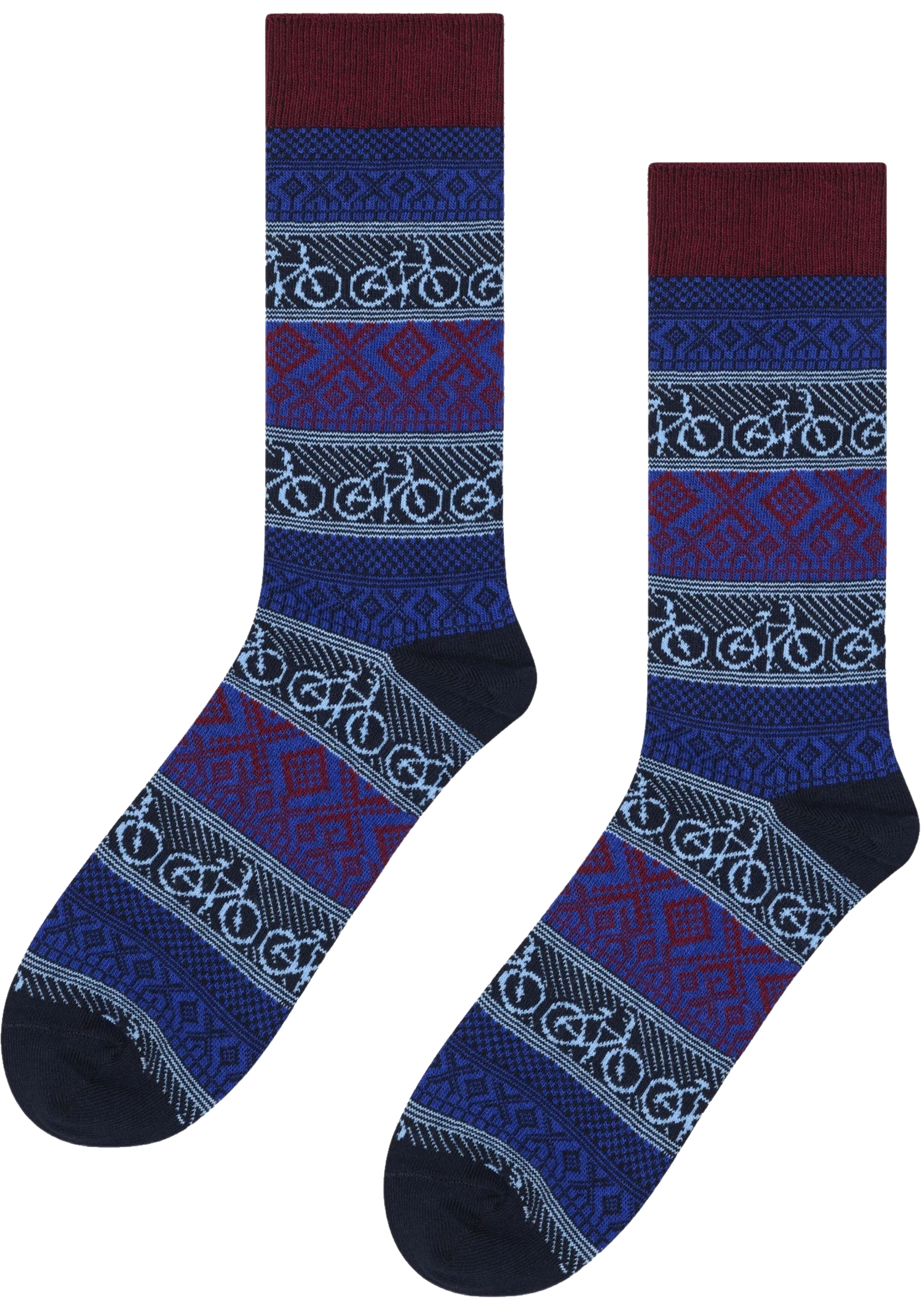 Happy Socks Bike Jaquard Sock, unisex sokken, blauw