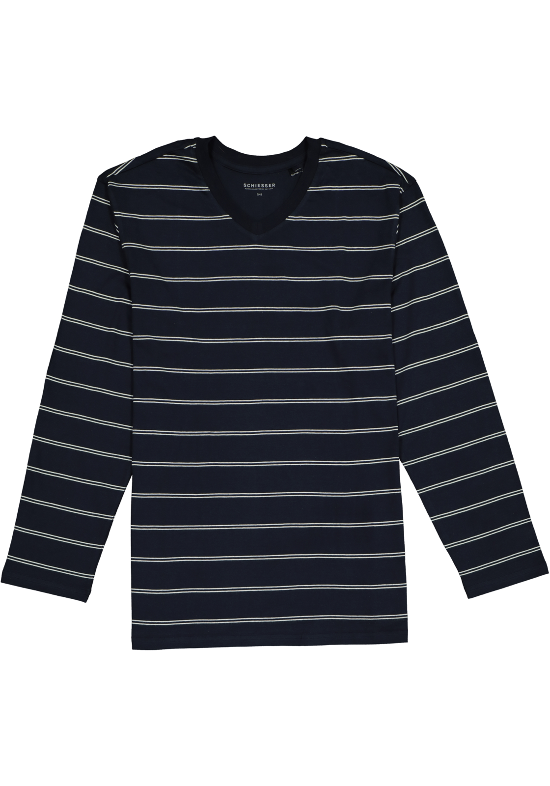 2-4007064786488_schiesser-pyjama_HR SCHIESSER heren pyjama, V-hals, blauw met wit gestreept