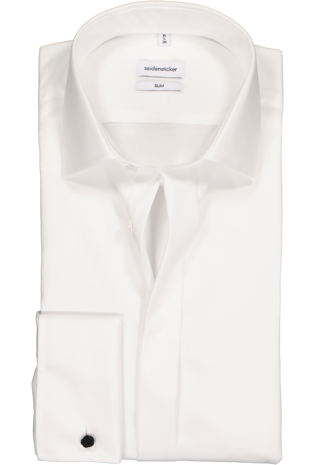 Seidensticker slim fit overhemd, dubbele manchet Kent kraag, wit Seidensticker slim fit overhemd, dubbele manchet Kent kraag, wit