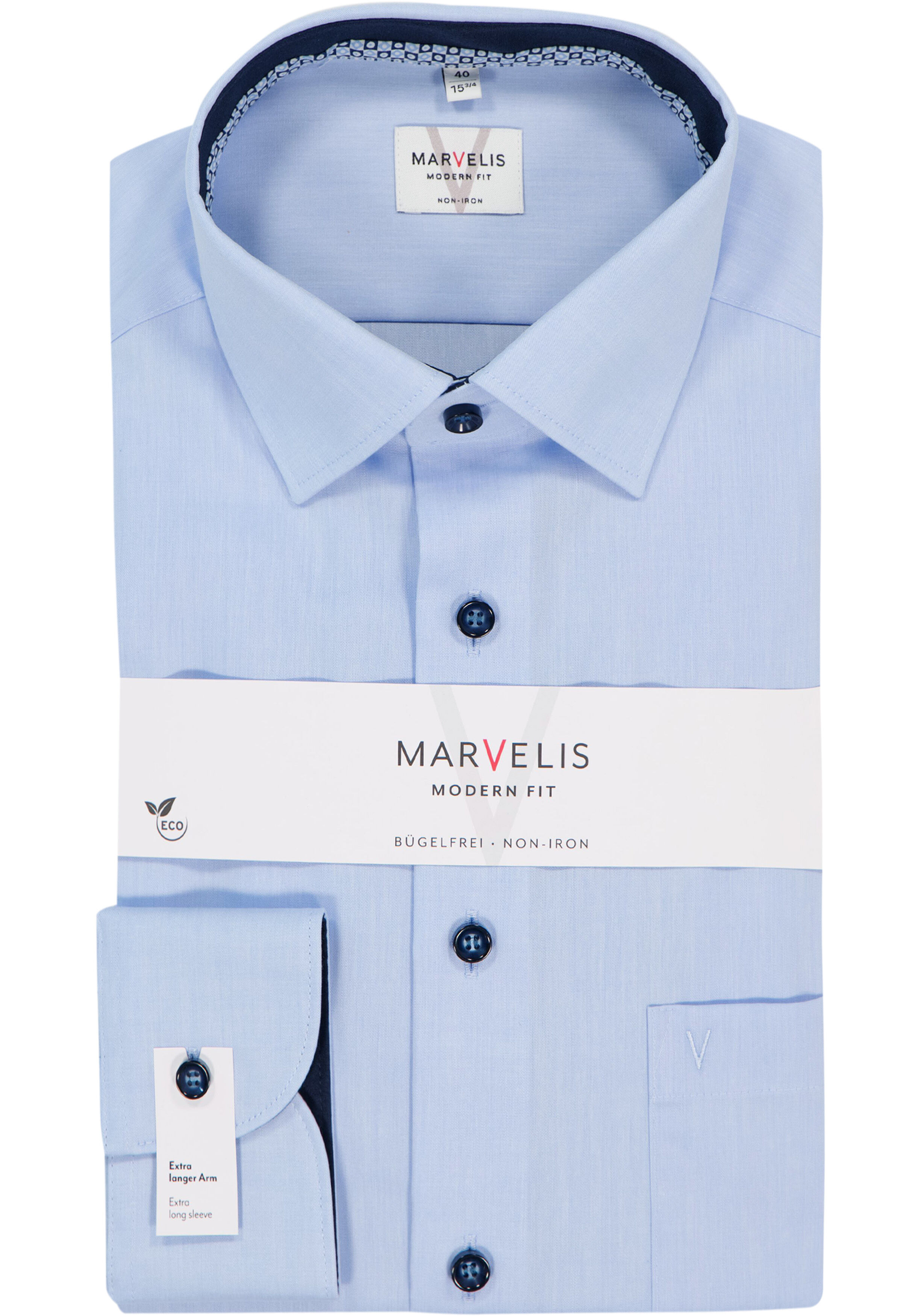 MARVELIS modern fit overhemd, mouwlengte 7, popeline, lichtblauw