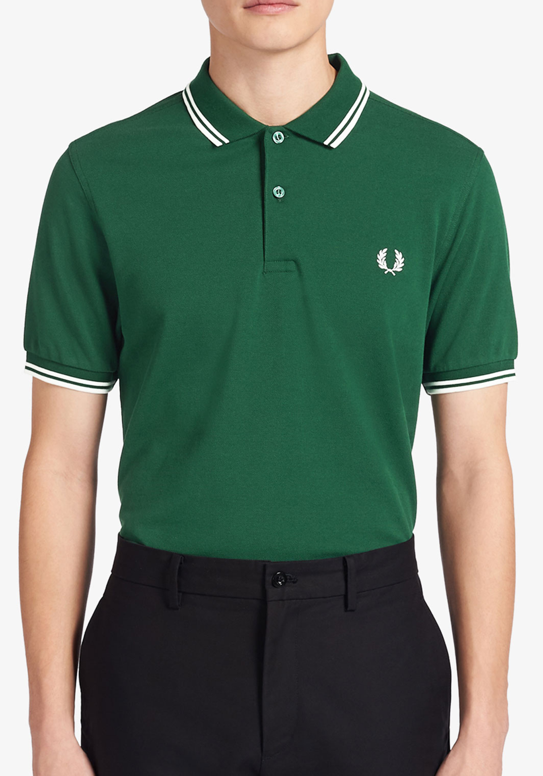M3600_406_1-HR Fred Perry M3600 polo twin tipped shirt, heren polo Ivy / Snow White