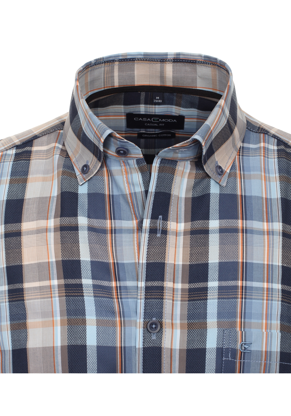 CASA MODA Sport casual fit overhemd, korte mouw, dobby, blauw geruit - 944200100-100 CASA MODA Sport casual fit overhemd, korte mouw, dobby, blauw geruit - 944200100-100