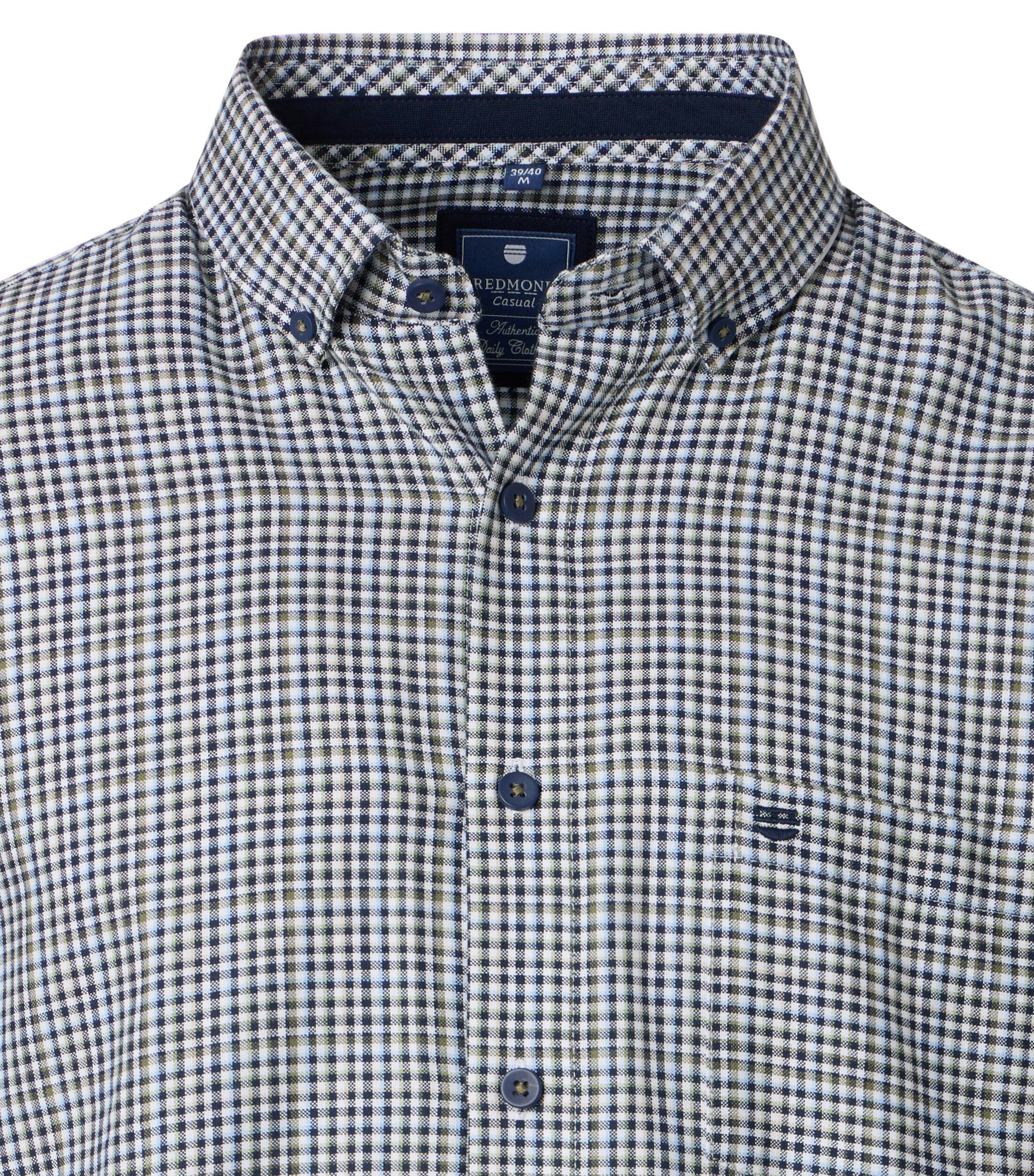 Redmond comfort fit overhemd, Oxford, blauw, wit en beige geruit