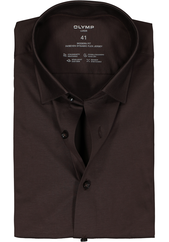 OLYMP 24/7 modern fit overhemd, tricot, zwartbruin OLYMP 24/7 modern fit overhemd, tricot, zwartbruin