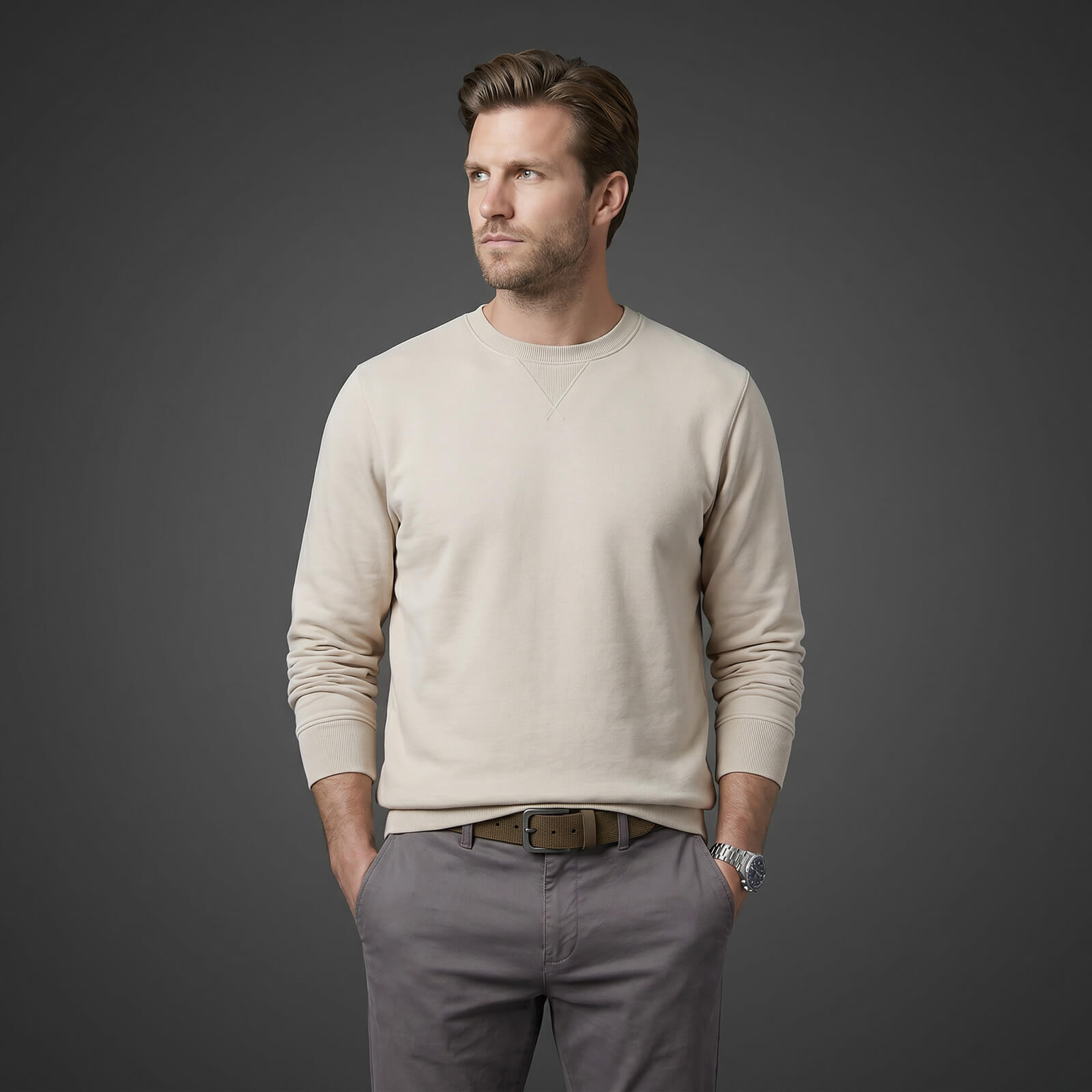 LINDENMANN leren heren riem, taupe