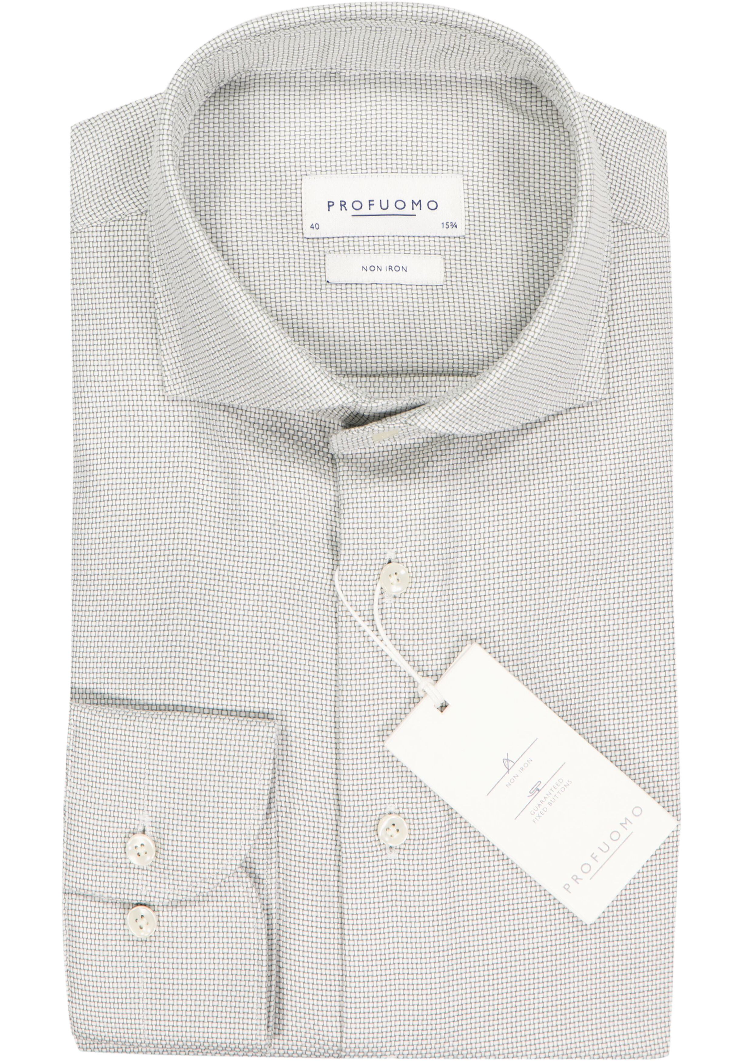 Profuomo slim fit heren overhemd, dobby, groen