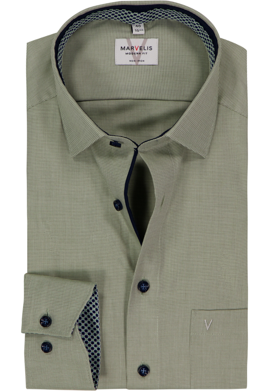 MARVELIS modern fit overhemd, twill, olijfgroen MARVELIS modern fit overhemd, twill, olijfgroen